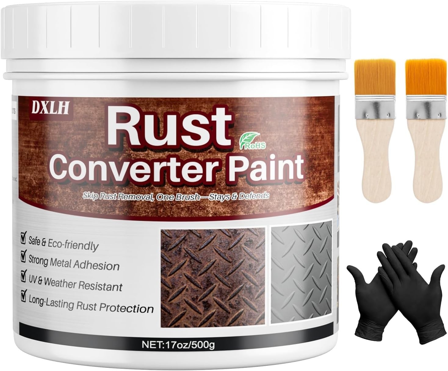 Gray Rust Converter & Metal Primer – 17oz Waterproof Paint for Metal Protection