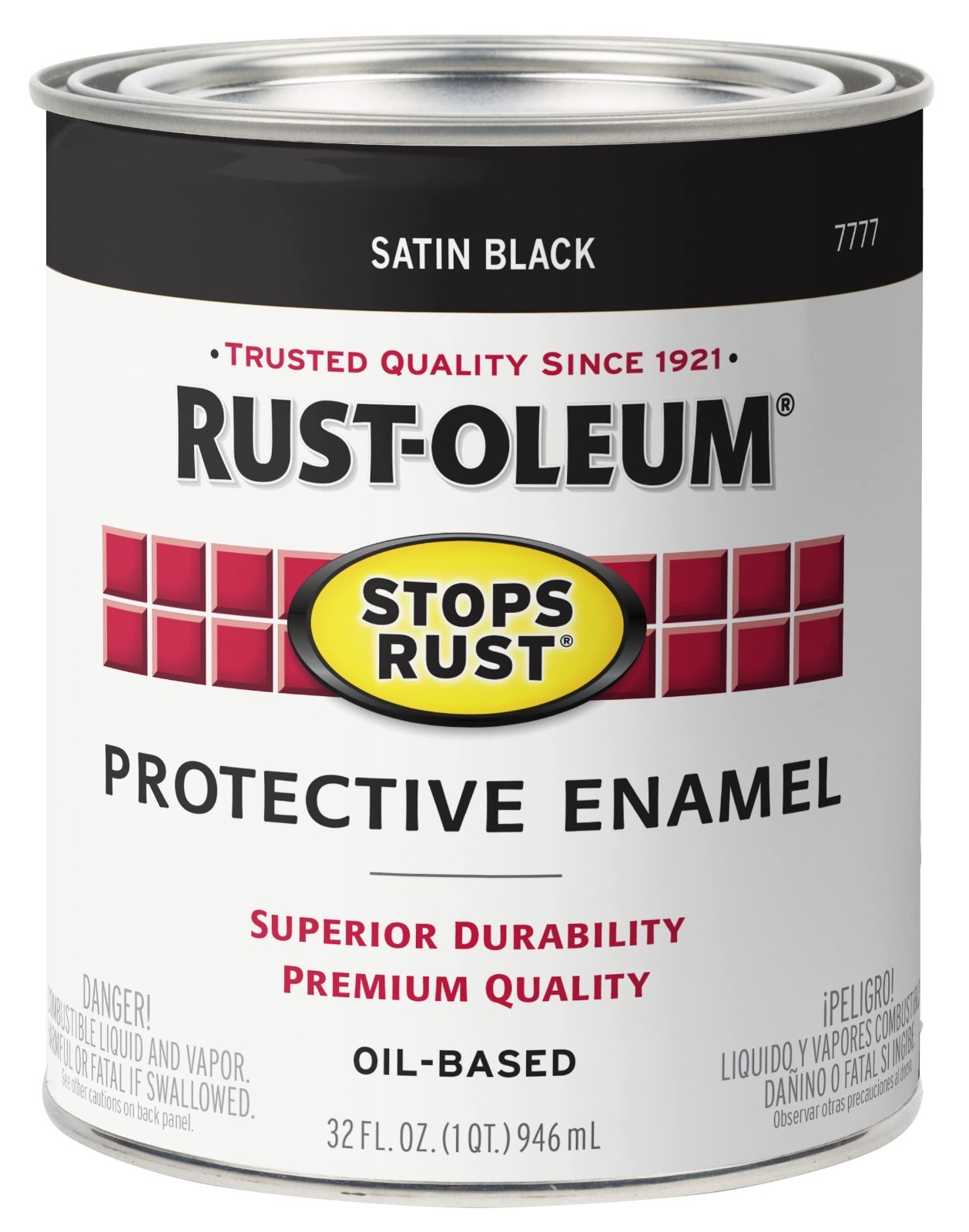 7777502-2PK Stops Rust Brush on Paint, 1 Quarts (Pack of 2), Satin Black