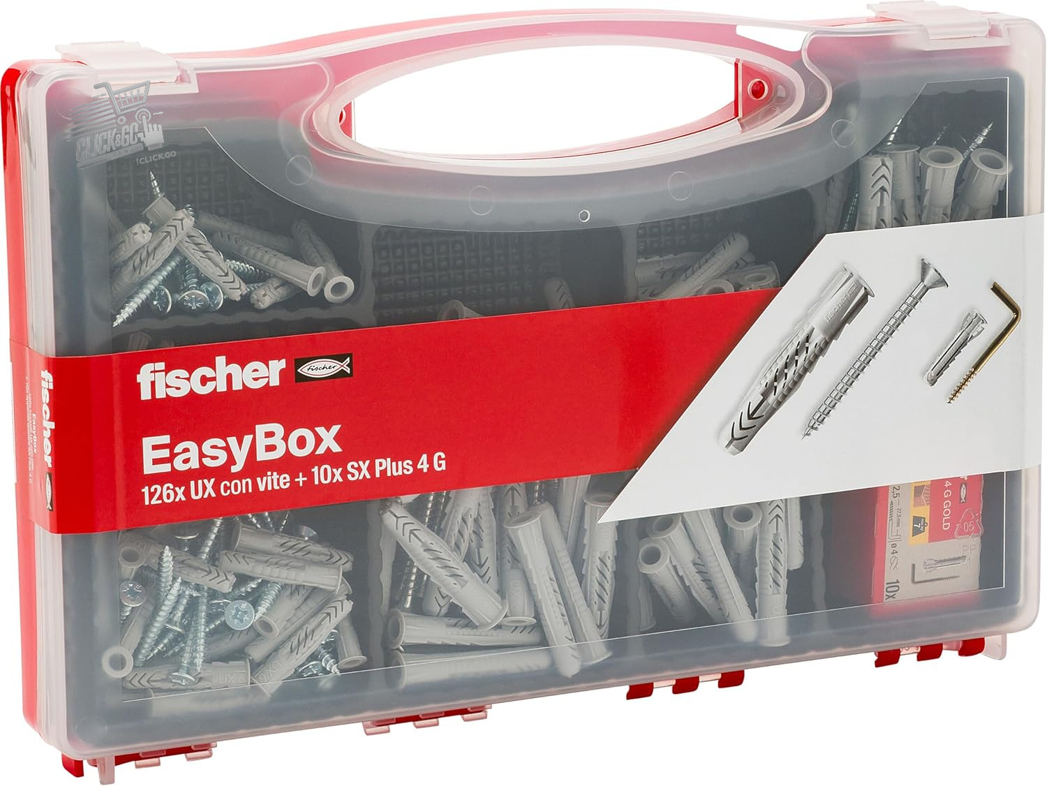 Fischer Easybox Case Dowels UX SX Screws Hook Wall Perforated Set 252pcs 51343