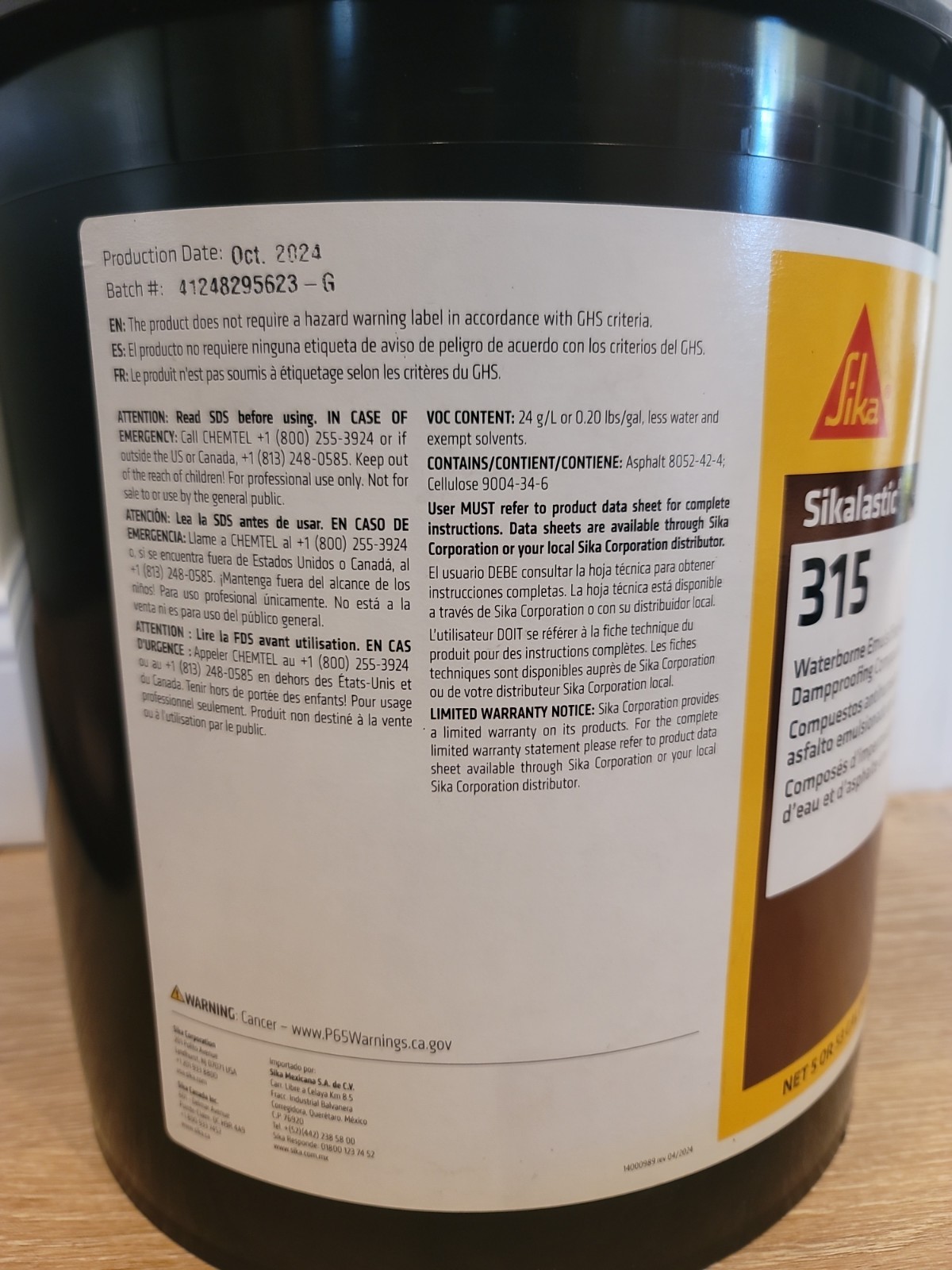 Sikalastic-315 Short Fiber Emulsified-Asphalt Damp-Proofing Compound 5 Gallon