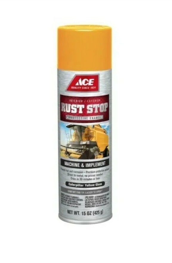 6 Cans Ace Rust Stop Caterpillar Yellow Farm & Implement Spray Paint 15oz