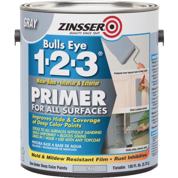 (2) -1Gal Zinsser Bulls Eye 1-2-3 Latex Inter/Exter Stain Blocking Primer 285085