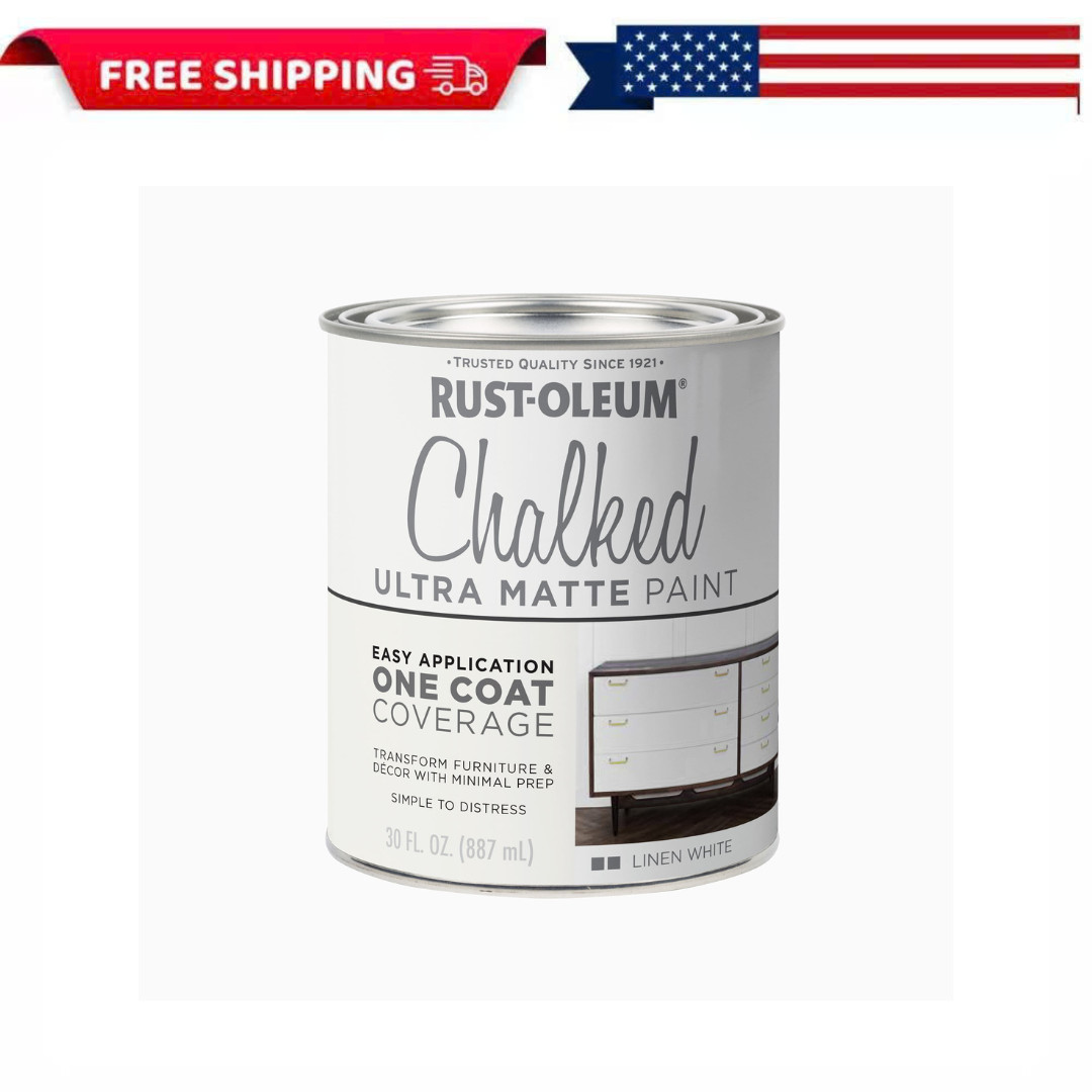 Rust-Oleum Chalked Paint Linen White Ultra Matte Quart 30 oz Furniture Wood DIY