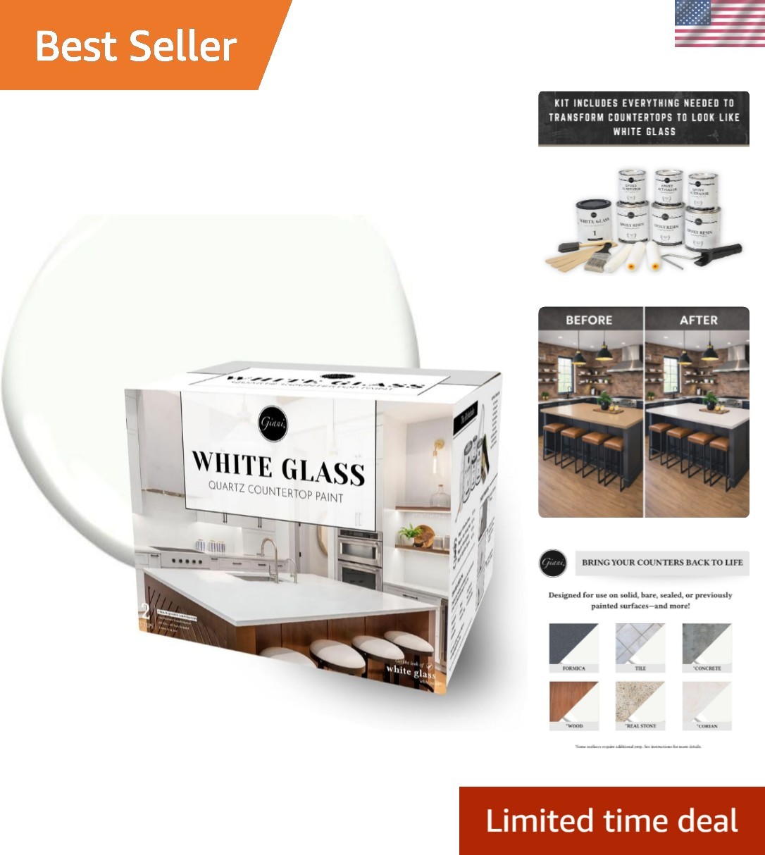 Easy Epoxy Quartz Countertop Paint Kit White Glass