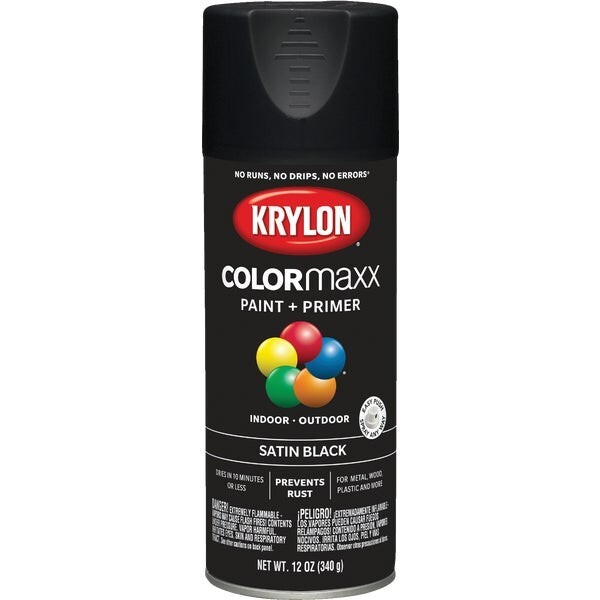 12-Krylon ColorMaxx12 Oz. Satin Spray Paint, Black Model: K05557007