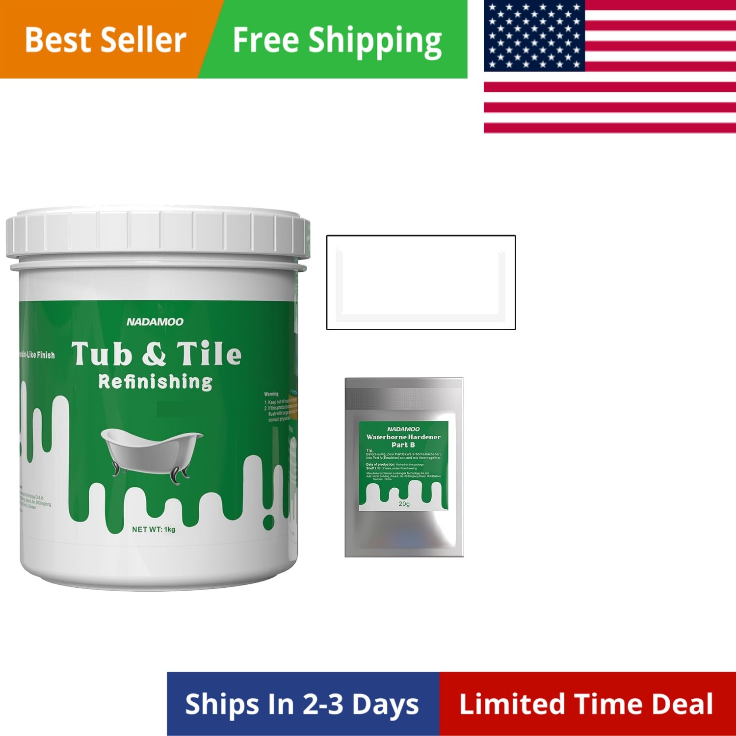 Tub and Tile Refinishing Kit White Without Tools，1kg / 35 oz Emulsion and 20g…