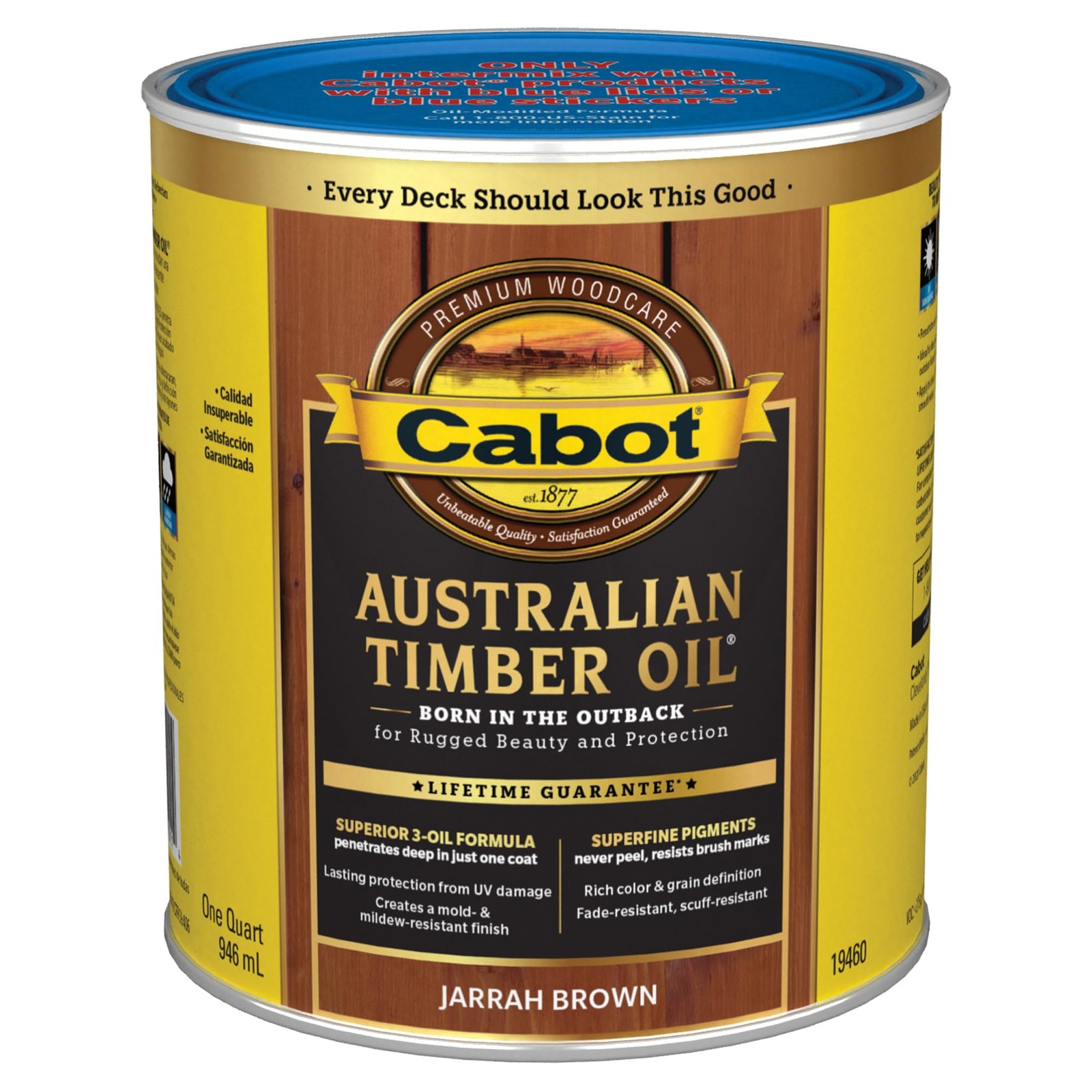 Cabot 140.0019460.005 Australian Quart, Water Reducible Stain Jarrah Brown