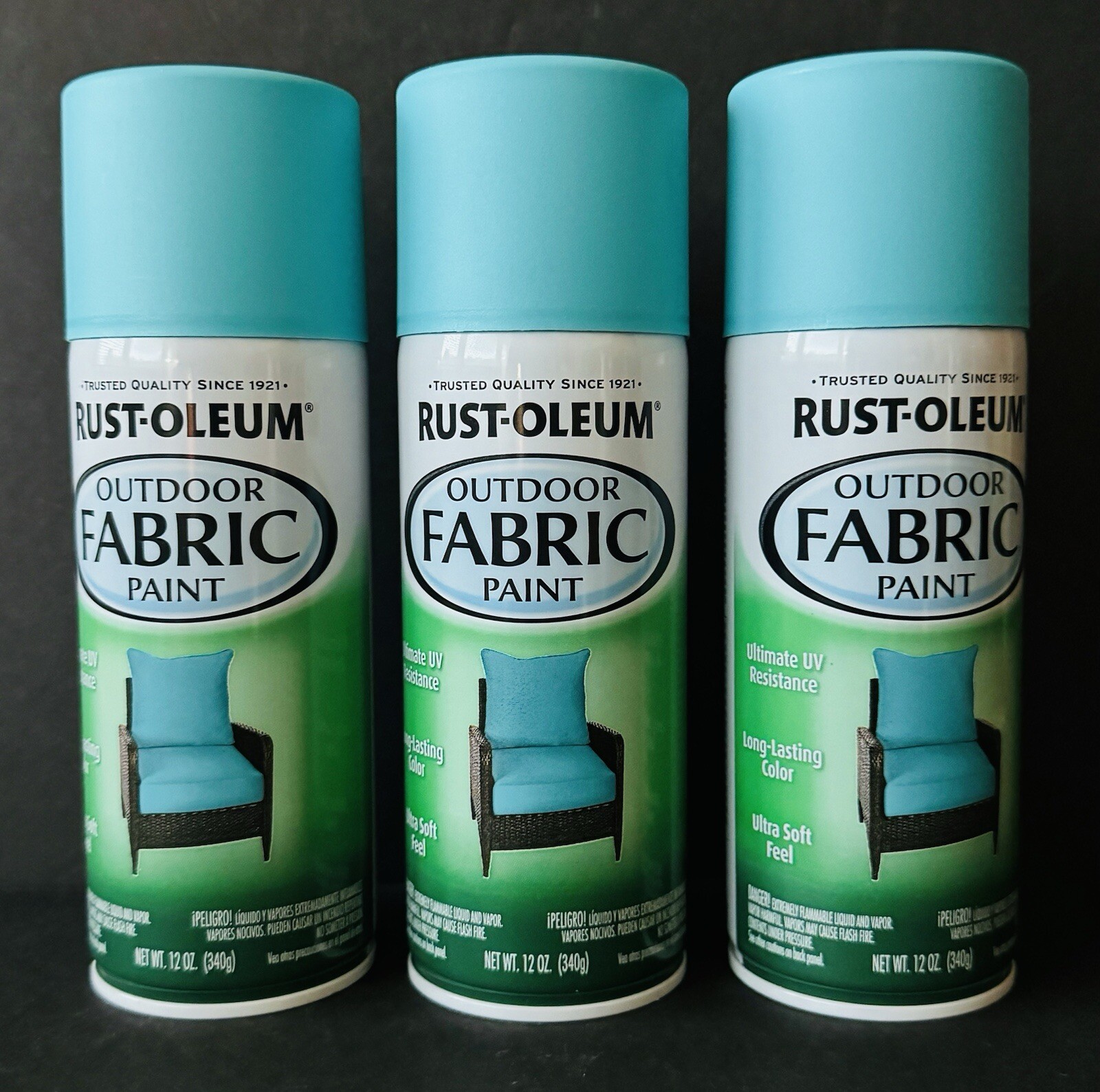 Rust-Oleum 358842 Outdoor Fabric Paint “TURQUOISE”, 12oz (3 Pack)