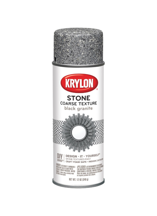 Krylon 18212 Coarse Stone Texture Finish Spray Paint, Obsidian – 12 oz