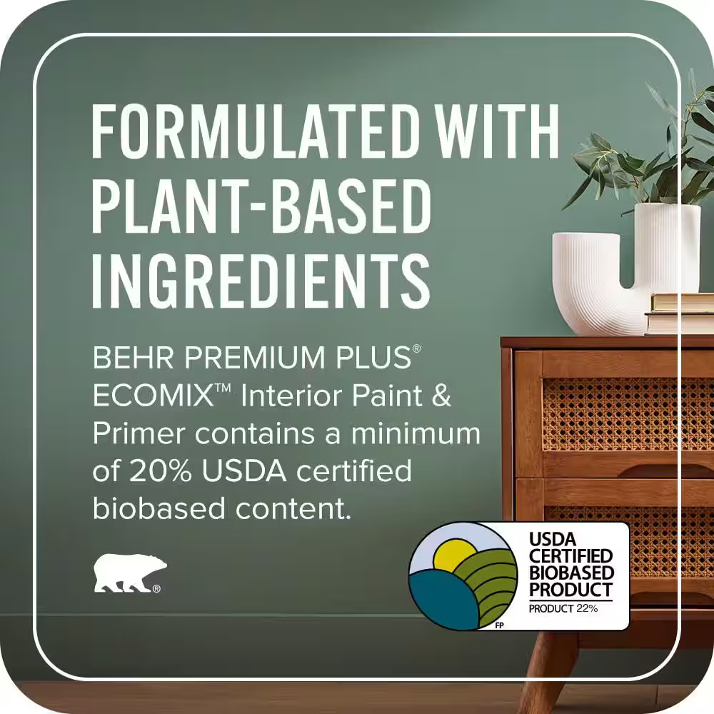1 Gal. Ultra Pure White Eggshell Ecomix Plant-Based Interior Paint & Primer