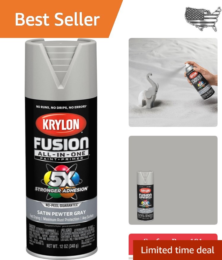 All-in-One Pewter Gray Spray Paint & Primer for Indoor and Outdoor Use – 12 oz.