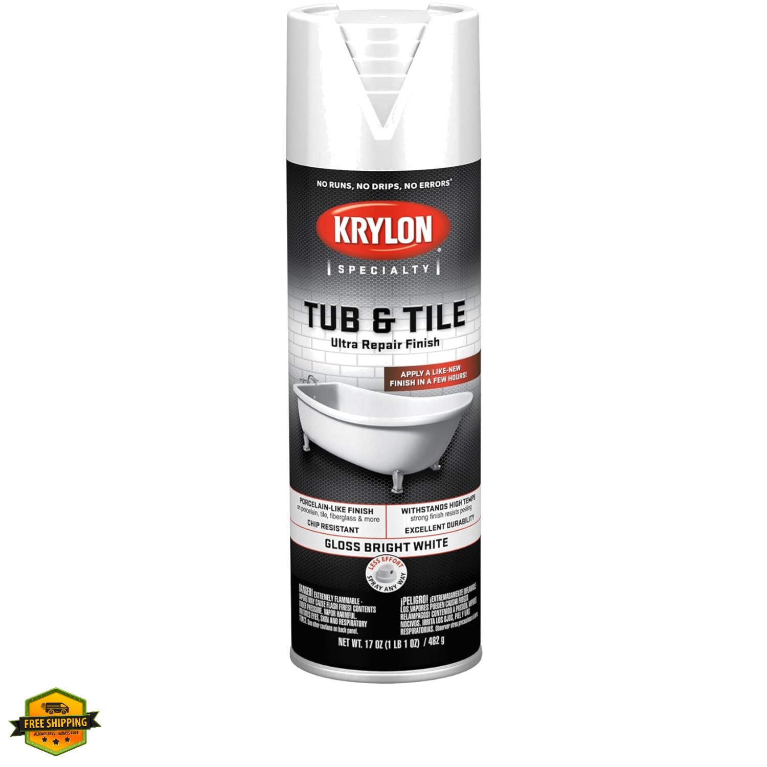 Tub & Tile Ultra Repair Finish Spray Paint, Aerosol, Bright White, 17 Ounce