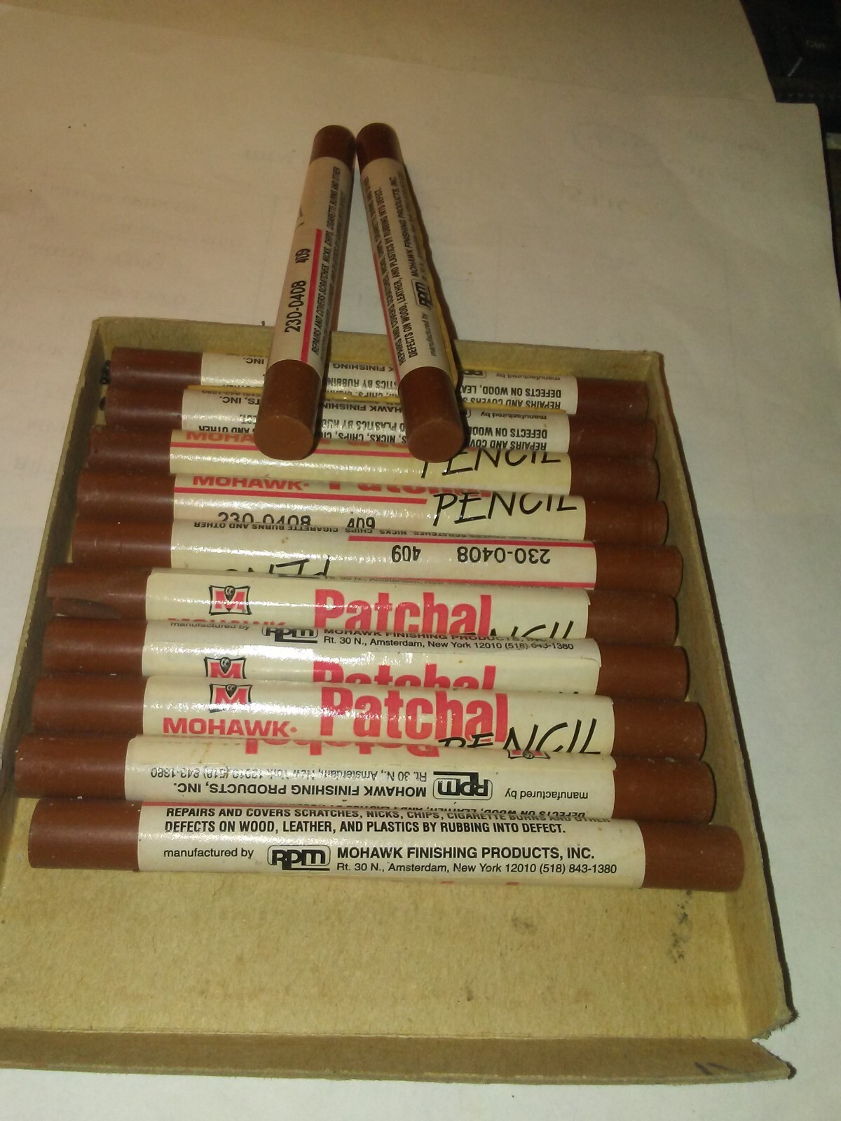 12 Full Box Mohawk 230-0408 Fill Stick 409 (Fil-Stik) Putty Stick, Cherry/Nutmeg
