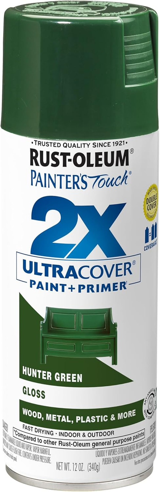 249111 Painter’S Touch 2X Ultra Cover Spray Paint, 12 Oz, Gloss Hunter Green