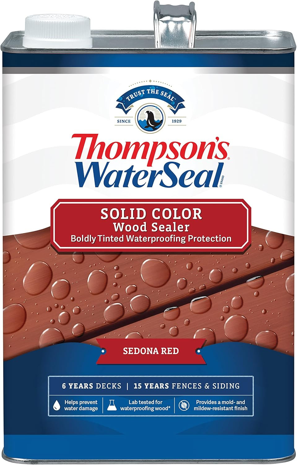 Solid Color Waterproofing Wood Stain and Sealer, Sedona Red, 1 Gallon