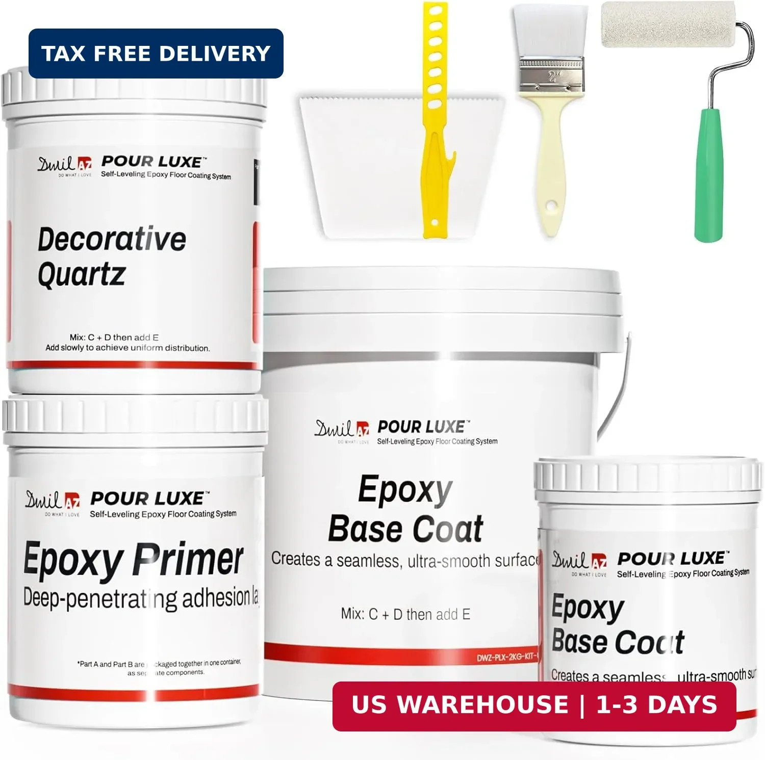 DWIL Epoxy Colored Sand Floor Paint with Primer, Epoxy Quartz Sand Floor Coating