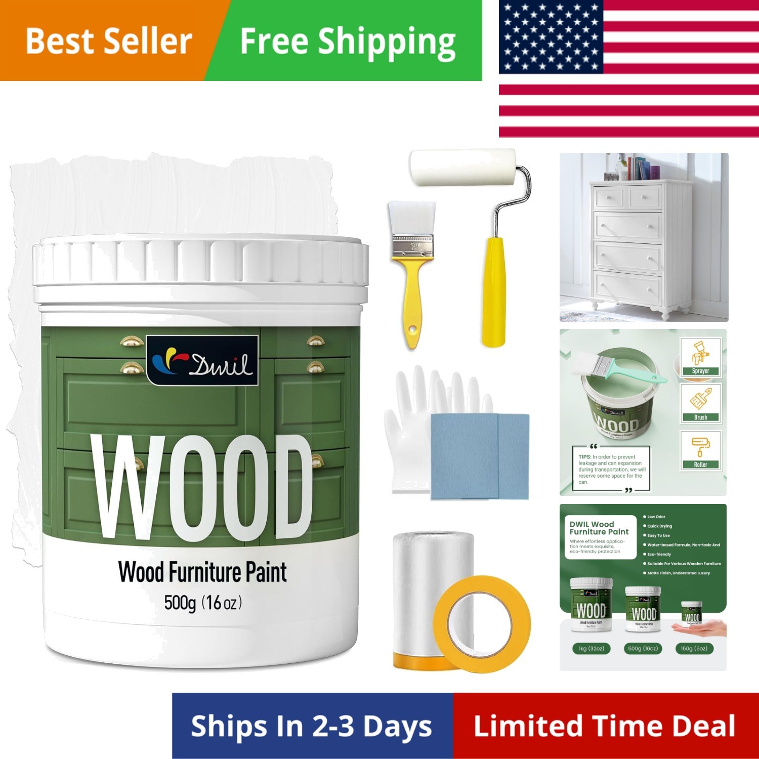 Matte Finish Furniture Paint – 16 Oz Wood Paint for Cabinets, Doors, Tables, …