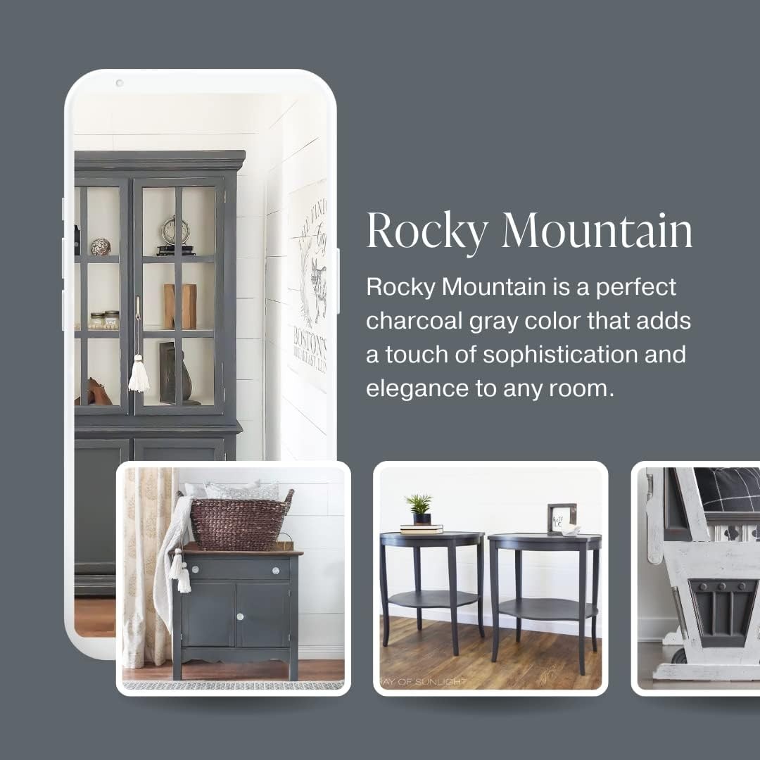 Quick-Drying Chalk Paint for Furniture – 4oz Rocky Mountain Charcoal Grey Finish
