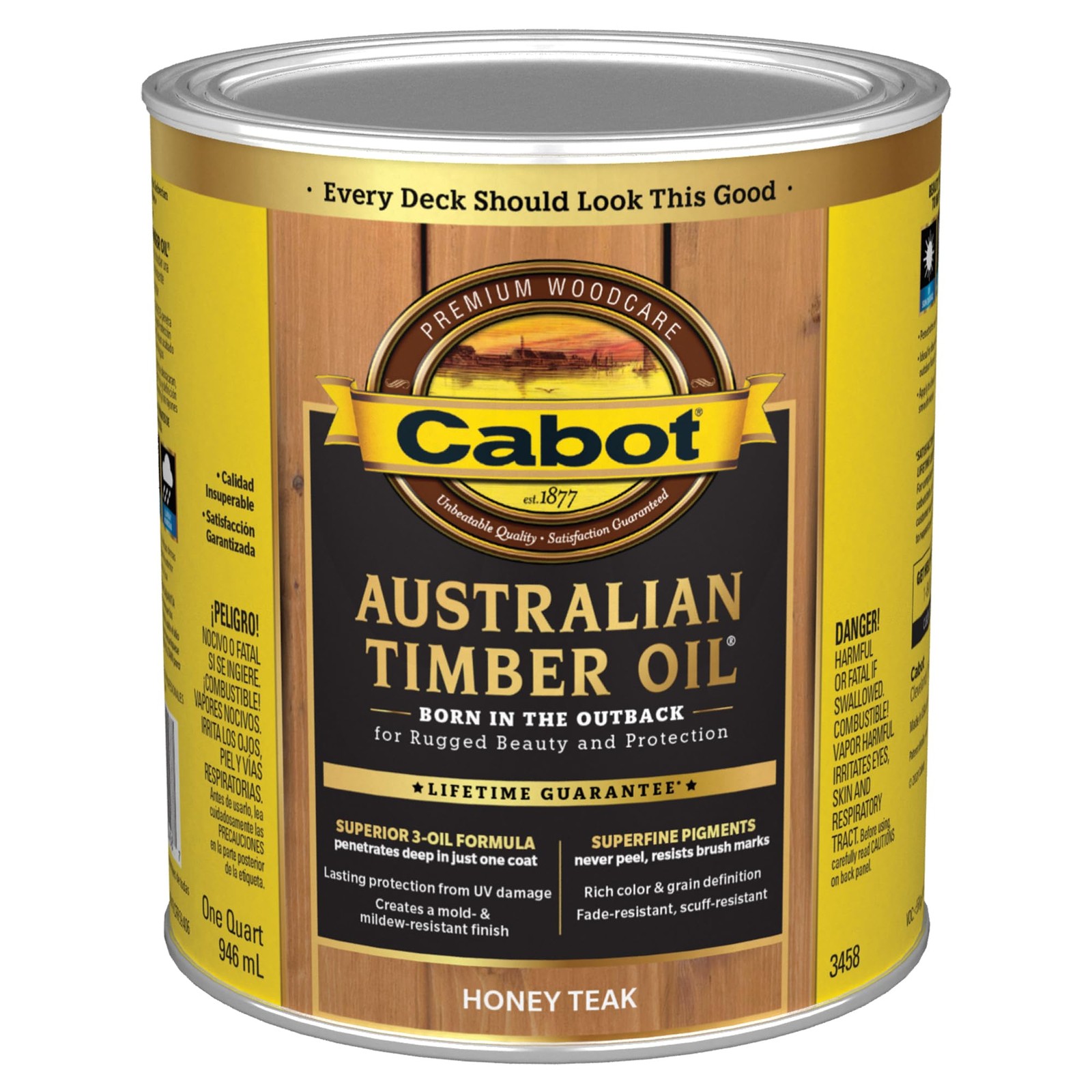 Cabot Australian Timber Oil Wood Stain and Protector, Honey Teak, 1 Quart