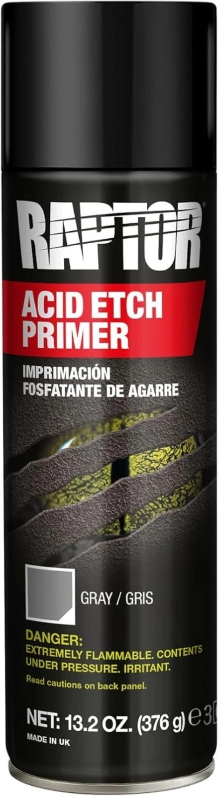 13.2 oz U-pol Gray Raptor Etch Primer Aerosol – Easy Application & Coverage