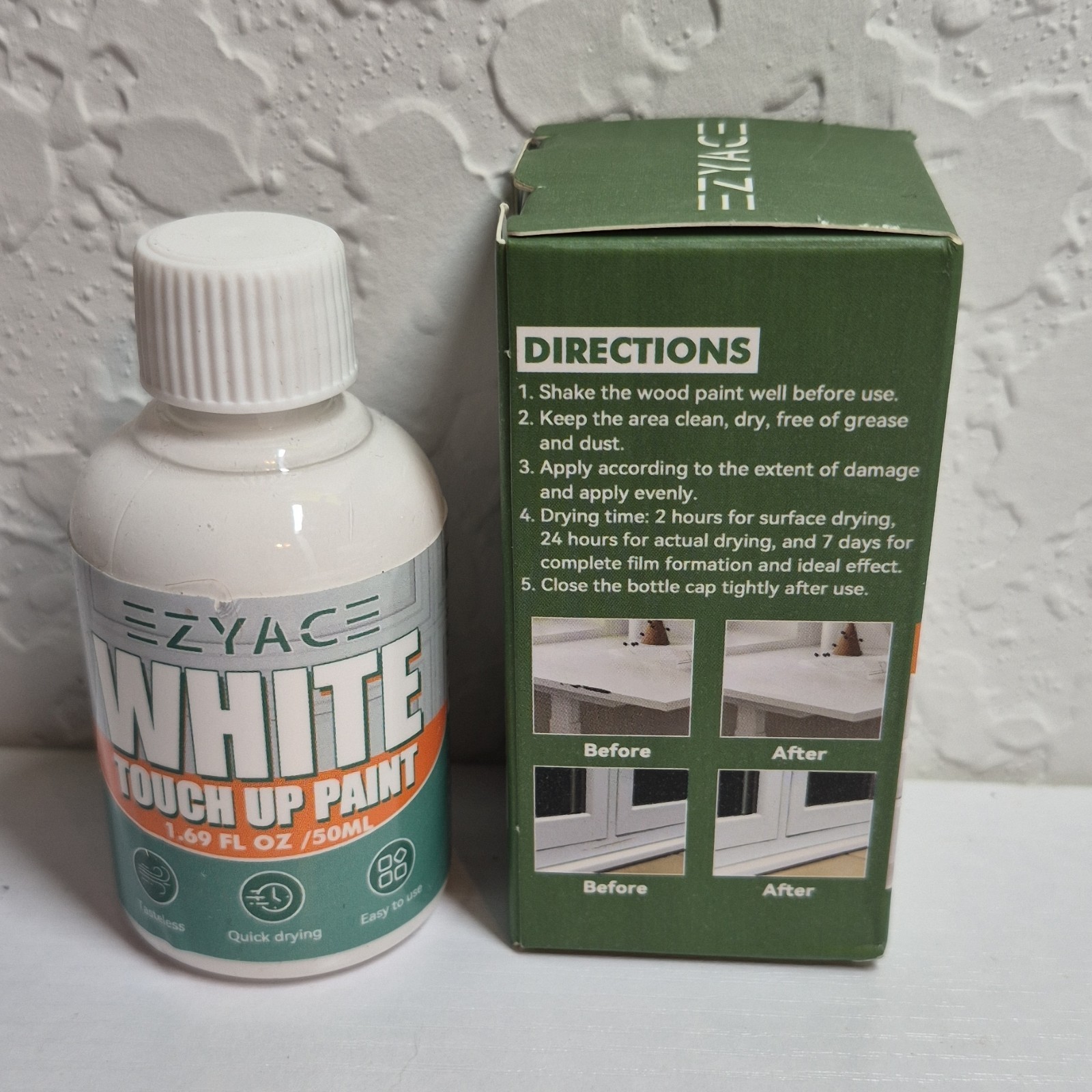 EzyAce White Touch Up Paint 1.69 fl oz (50ml) Quick Drying