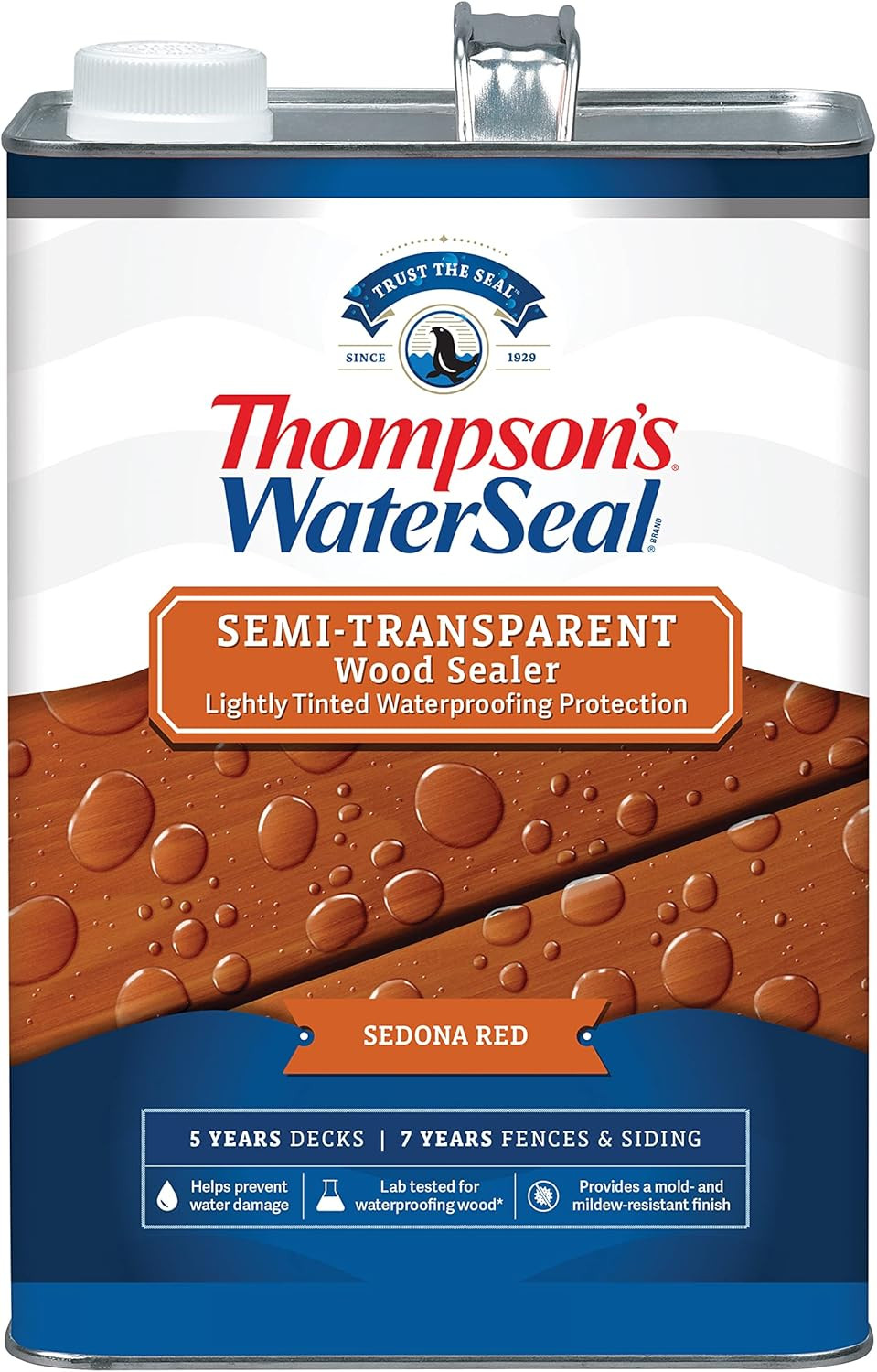 Semi-Transparent Waterproofing Wood Stain and Sealer, Sedona Red, 1 Gallon