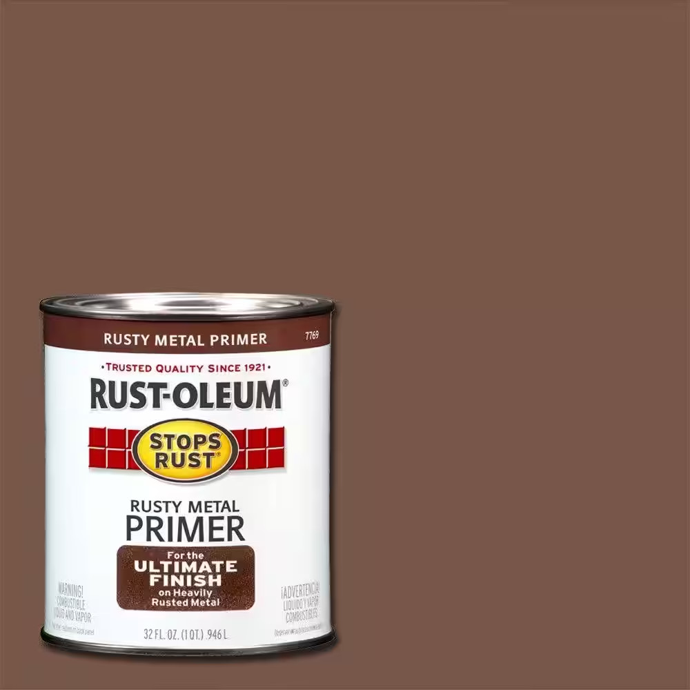 NEW 1-Qt Flat Rusty Metal Oil-Based Primer for Interior Exterior Use Metal Seals