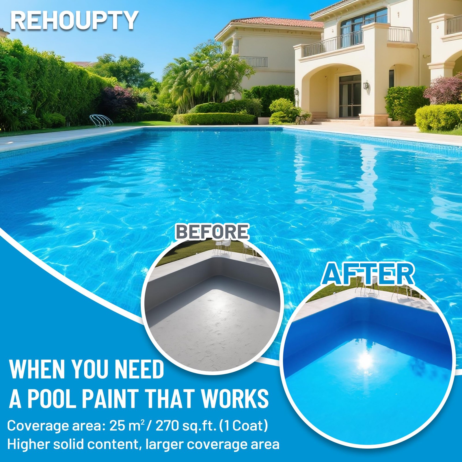 Acrylic Pool Paint Ocean Blue QuickDrying Waterproof Coating for Concrete