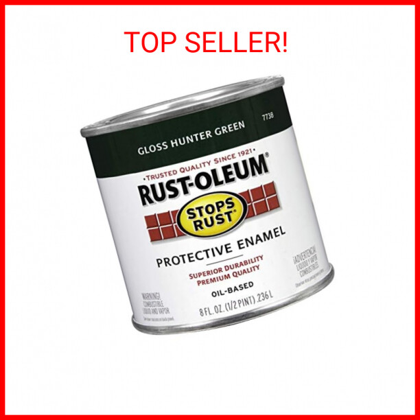 Rust-Oleum 7738730 Stops Rust Brush On Paint, Half Pint, Gloss Hunter Green, 8 F
