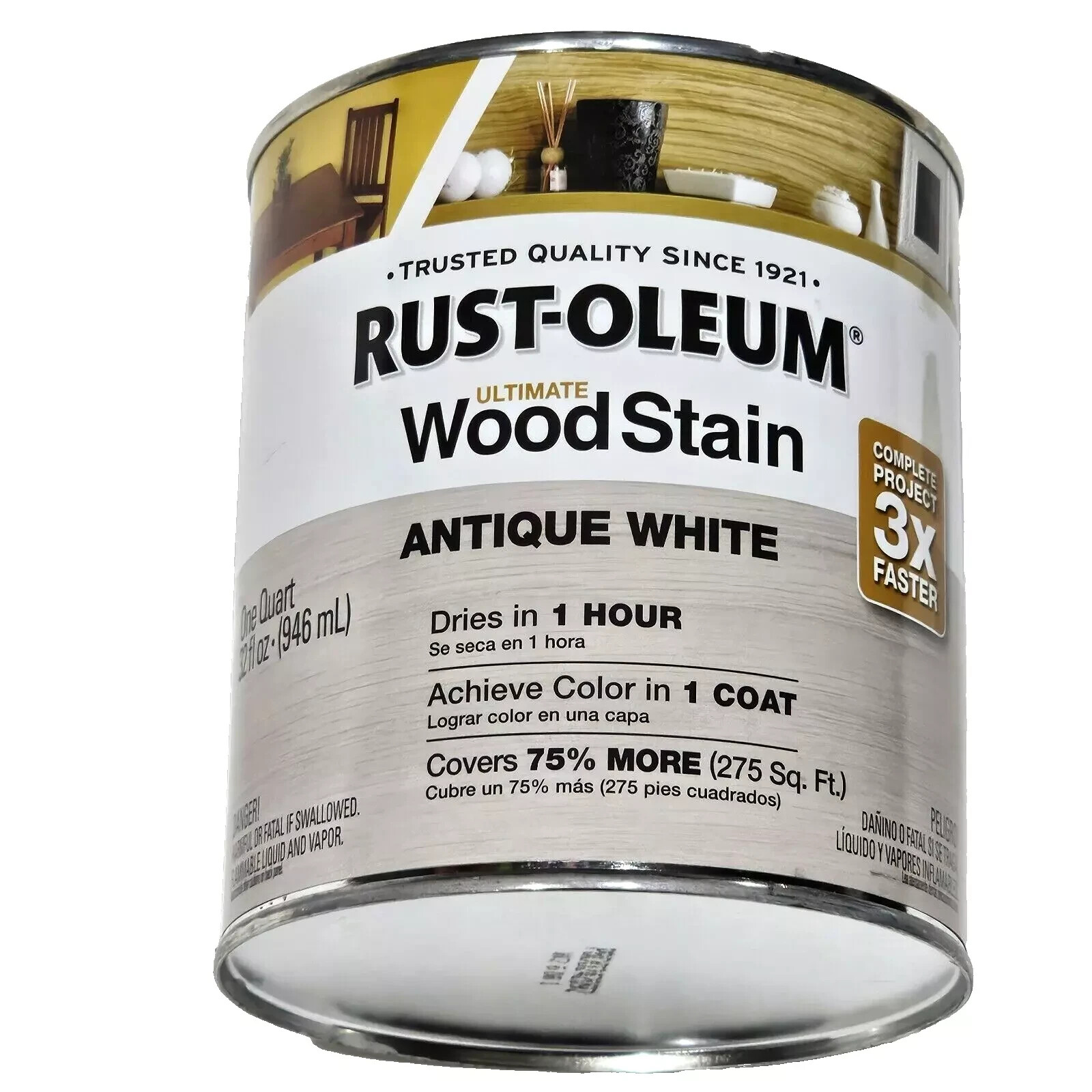 Rustoleum Ultimate Wood Stain Antique White One Coat Dries 1 Hour 32oz FREE SHIP