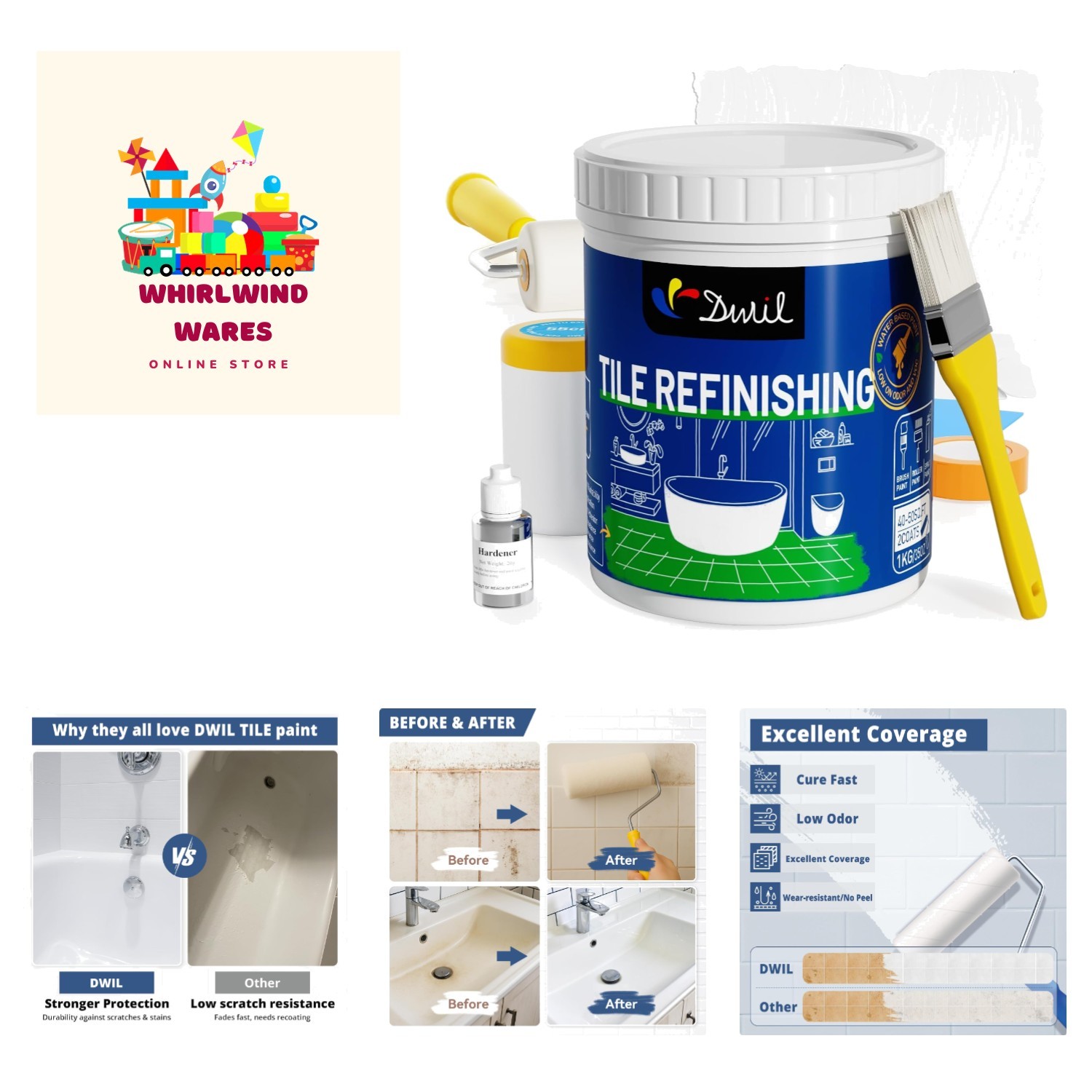 Complete Tub and Tile Paint Kit – 35oz White, Quick Drying for Easy Application