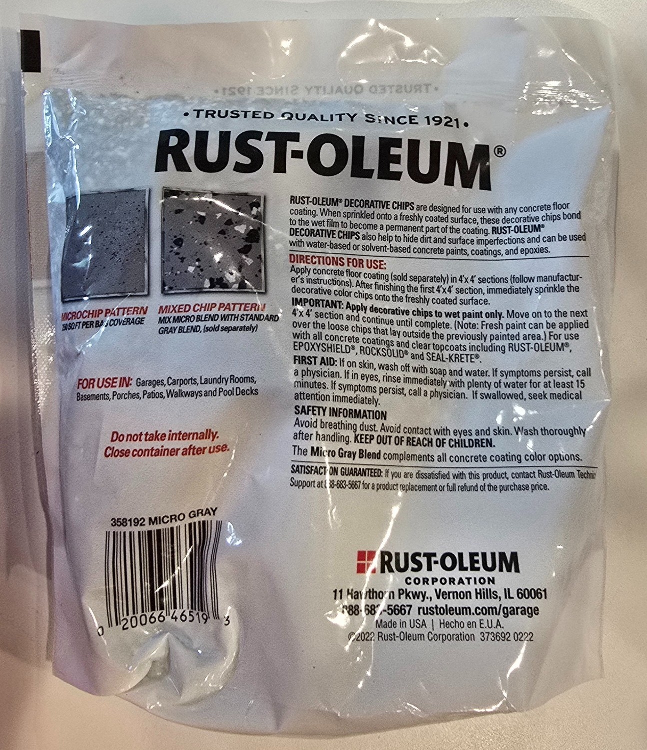Rust-Oleum Decorative Color Chips for Concrete Coating 1 Lb Micro Gray Blend