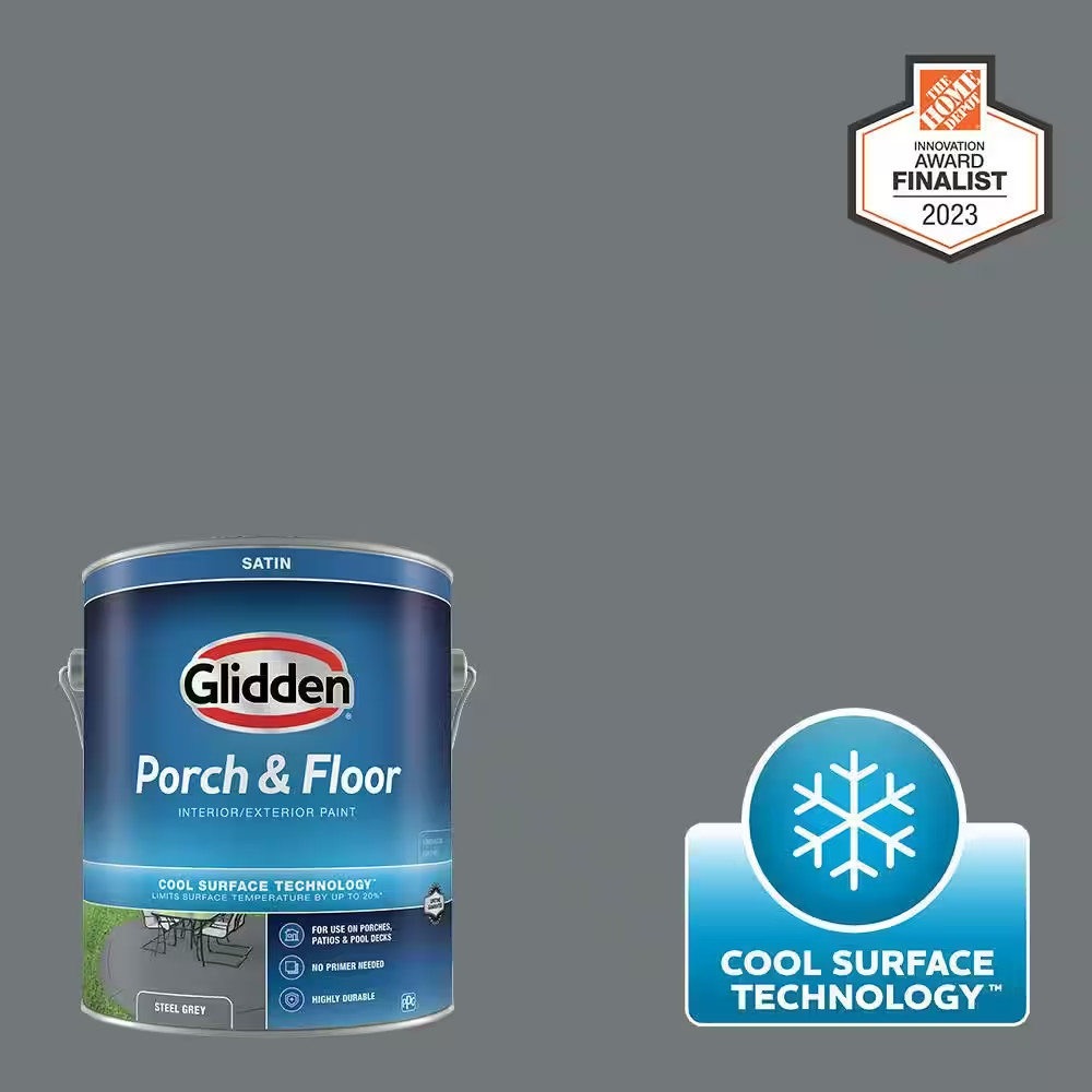 1 Gal. Steel Grey Satin Interior/Exterior Porch and Floor Paint with Cool Surfac