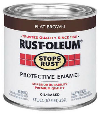 Rust-Oleum 239083 STOPS RUST Protective Enamel, Flat, Brown, 1 qt Can