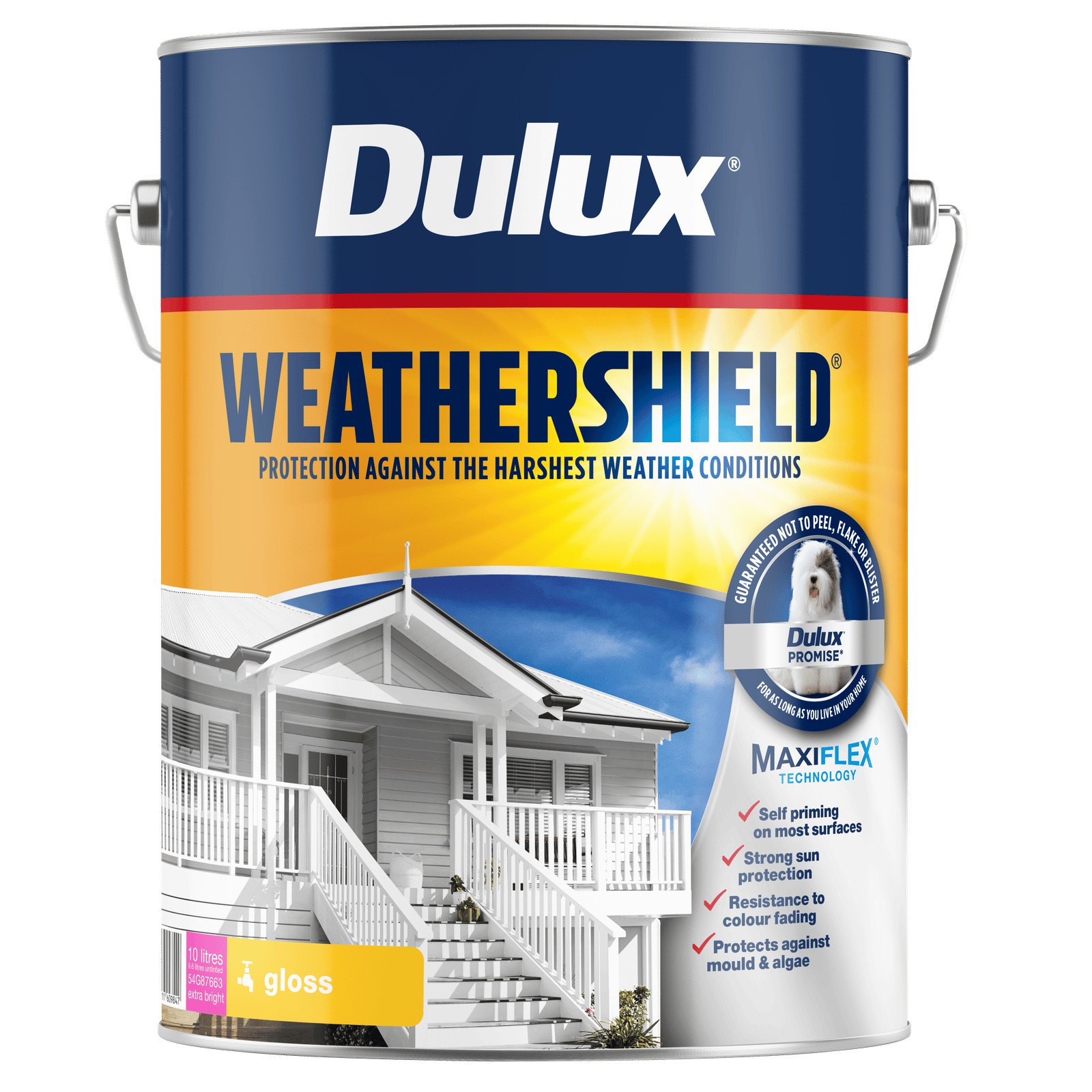Dulux 10L Extra Bright Gloss Weathershield Exterior Paint
