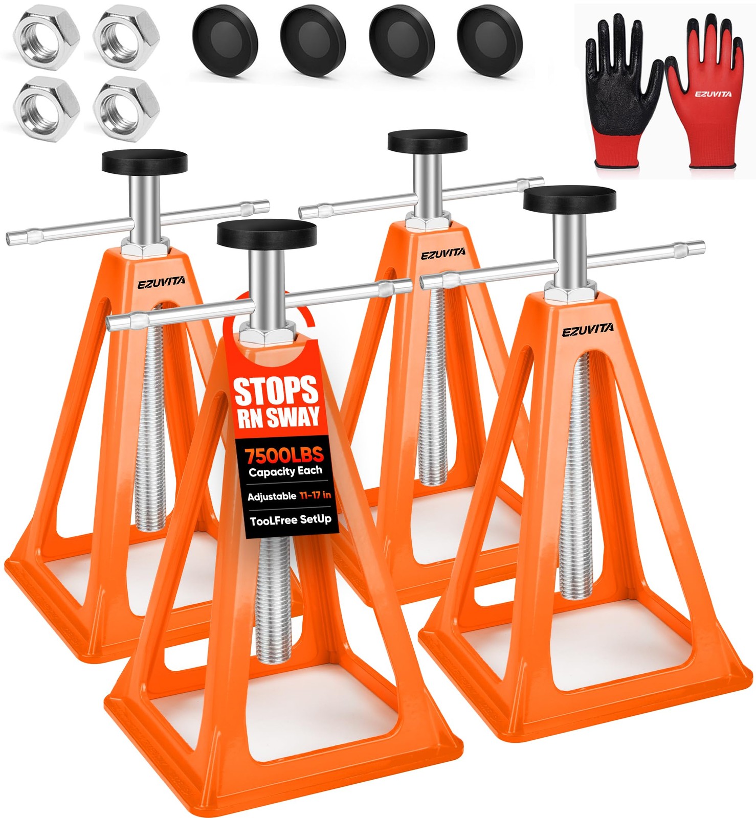 Ezuvita 4-Pack Rv Stabilizer Supports Up To 7500 Lbs Adjustable 1117 Heavy Duty