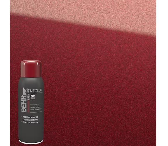 BEHR PREMIUM Metallic Red Gloss Interior/Exterior Spray Paint & Primer – 12 oz.
