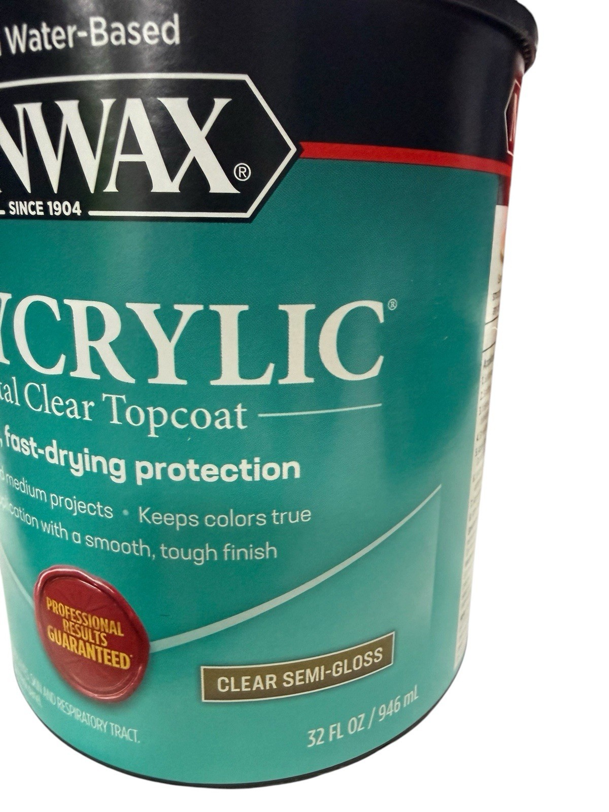 Minwax Polycrylic Water-Based Crystal Clear Topcoat, Clear Semi-Gloss, Set of 2