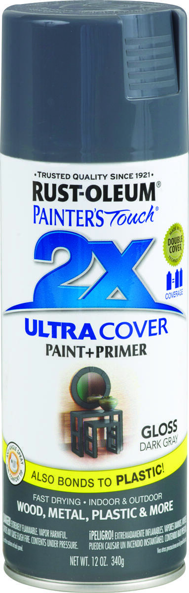 PAINTER’S Touch Gloss Spray Paint, Gloss, Dark Gray, 12 oz, Aerosol Can