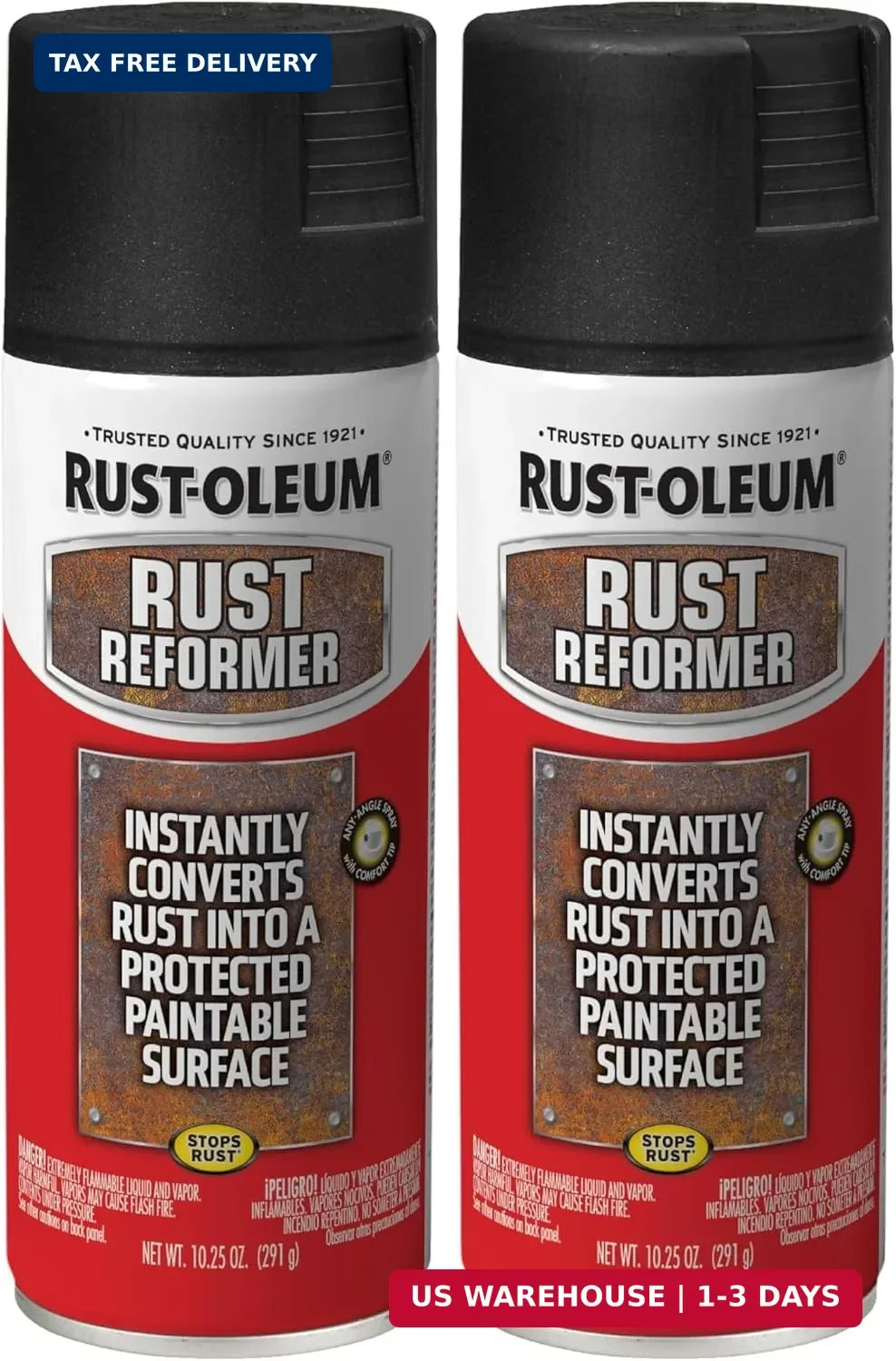 Rust-Oleum 248658 Rust Reformer Spray, 10.25 oz, Black (Pack of 2)