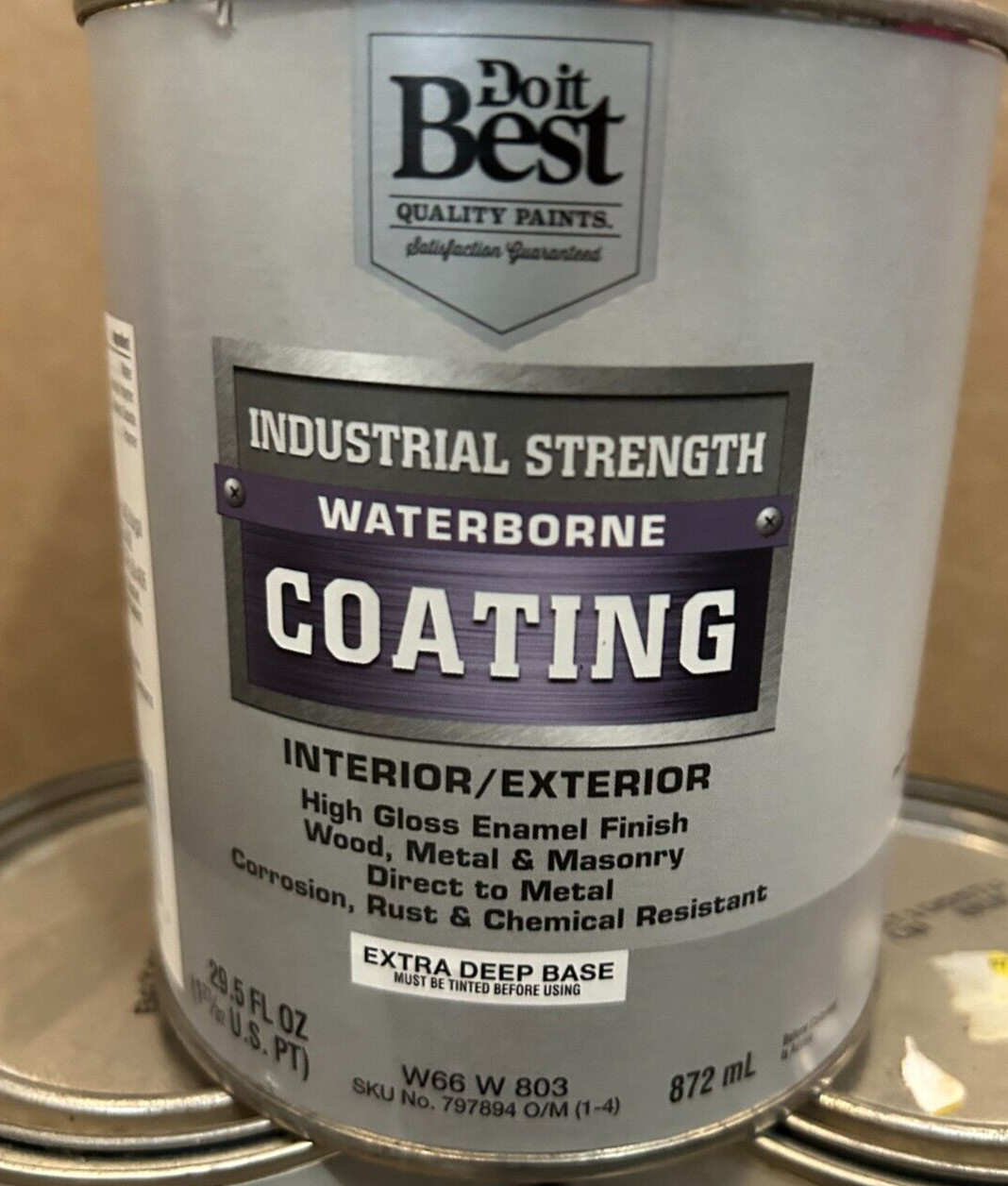 New Do It Best Paint Industrial Strength Waterborne Coating 29.5oz Deep base