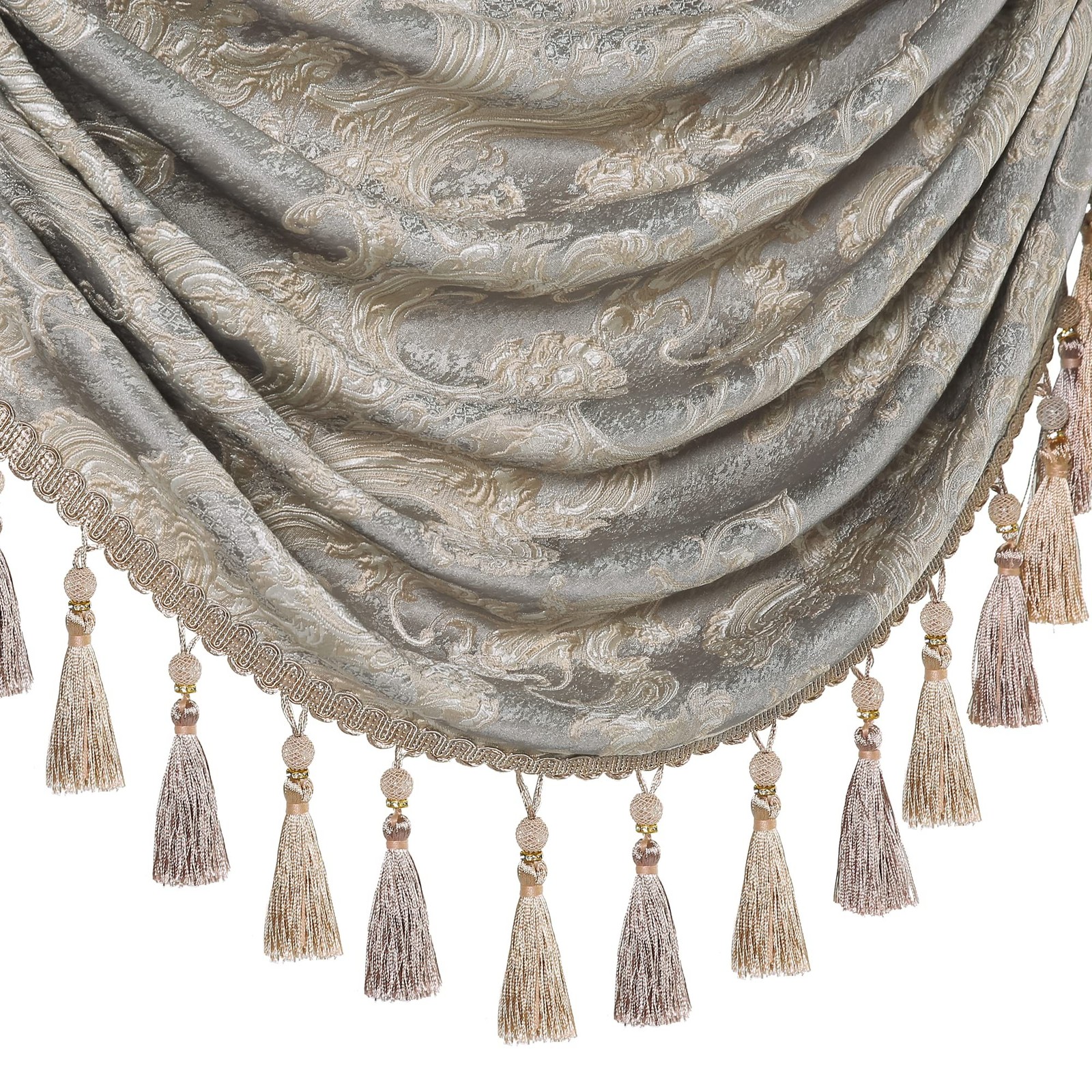 Loom and Mill Luxury Waterfall Valances for Windows, Jacquard Thick Swag Wate…