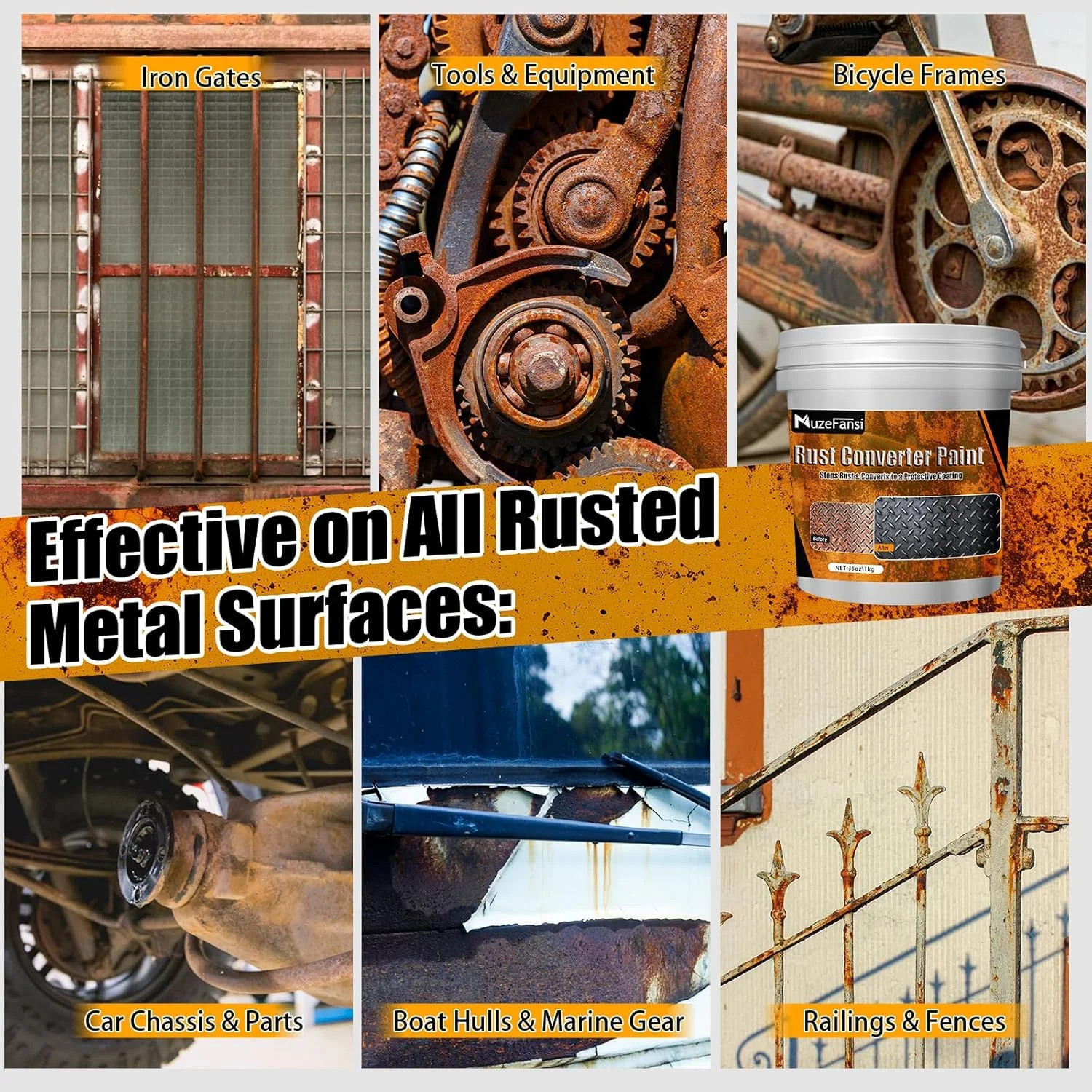 35oz Rust Converter, Anti-Rust Coating, Stops Corrosion for Metal Surface
