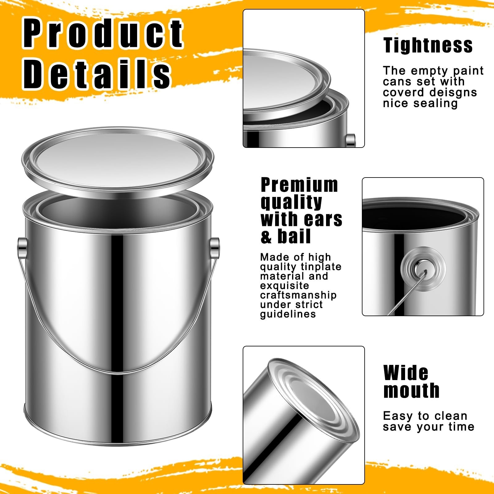 Uiifan 12 Pcs 1 Gallon Empty Metal Paint Cans with Lids, Heavy Duty Buckets w…