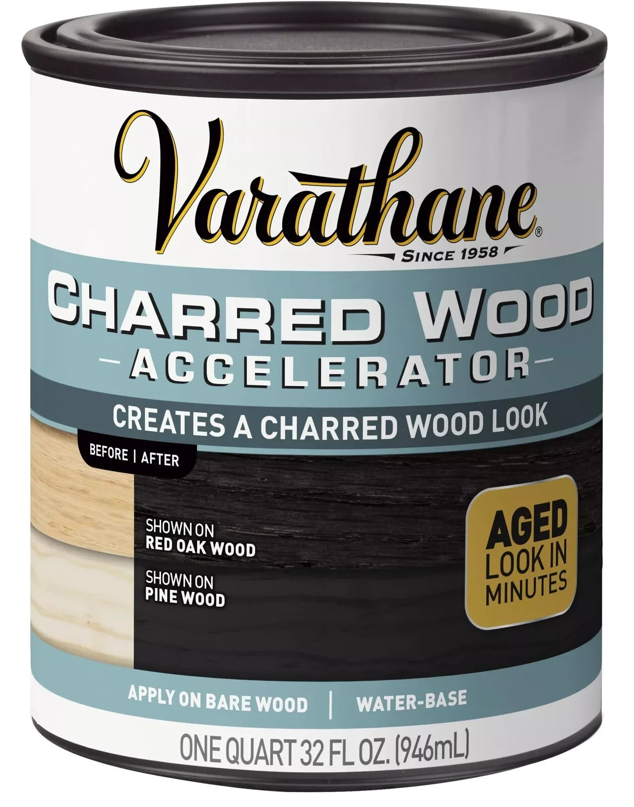 Charred Black Wood Stain for Natural Aged Look Easy Cleanup Low Odor 1 QT