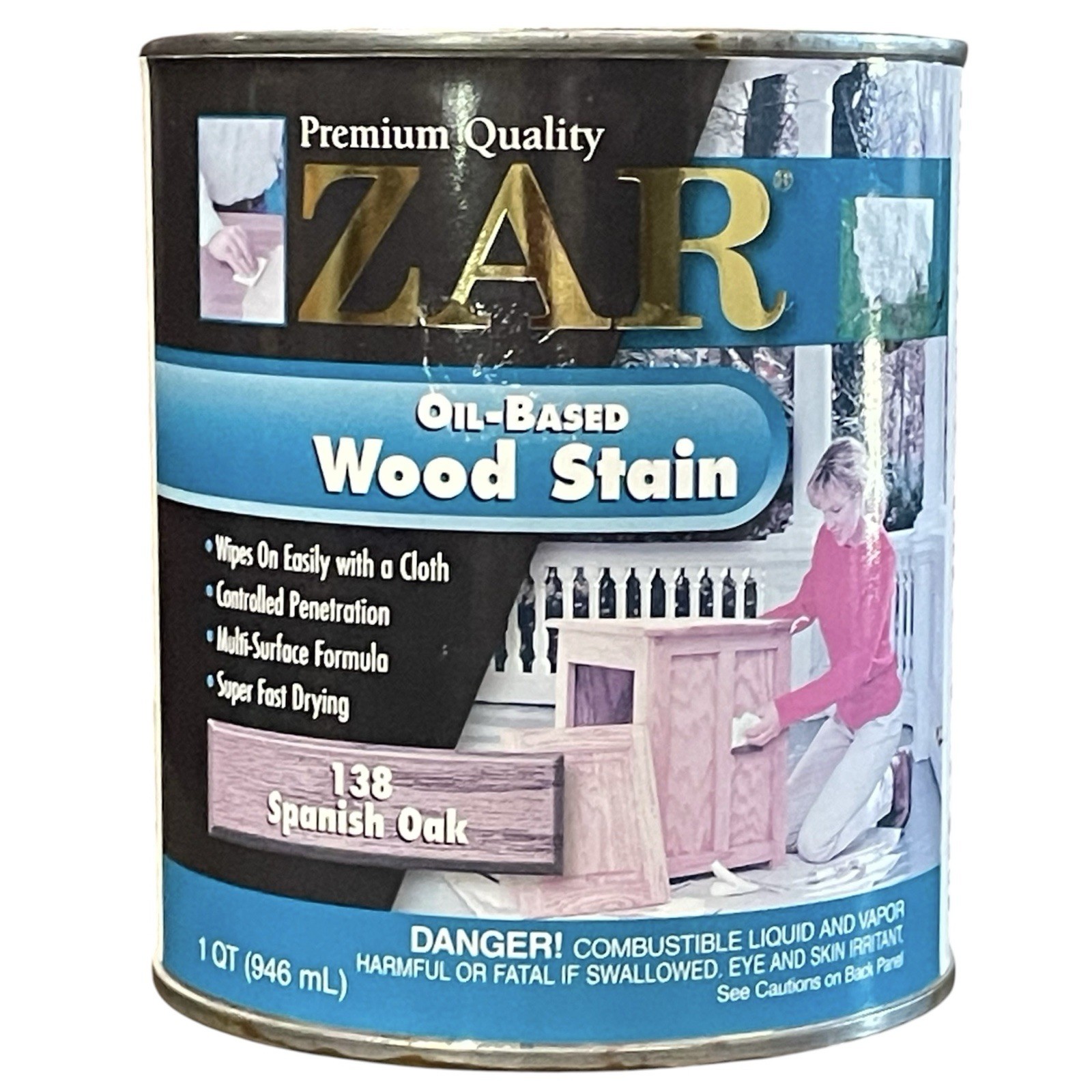 ZAR Oil-Based Interior Wood Stain 138 Spanish Oak Quart Qt