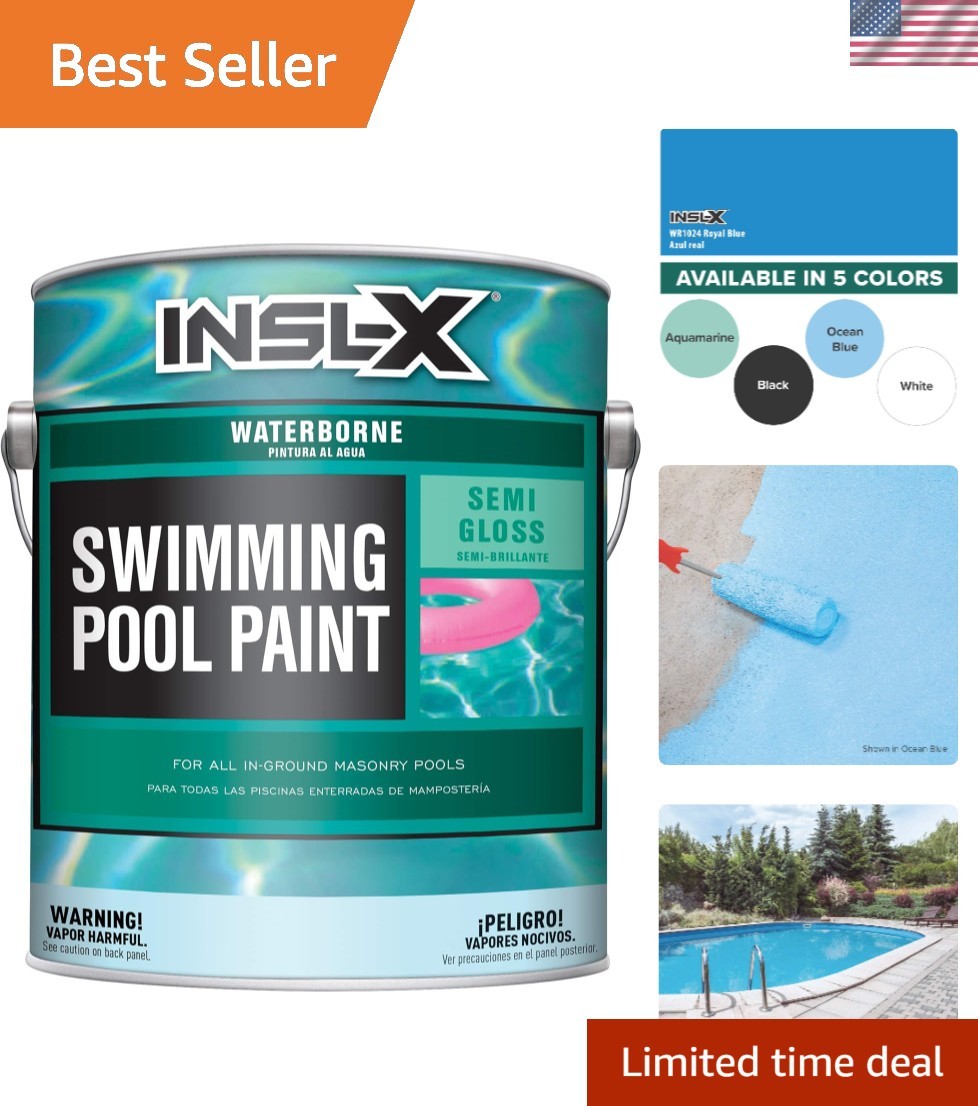 Waterborne, Semi-Gloss Acrylic Pool Paint, Royal Blue, 1 Gallon