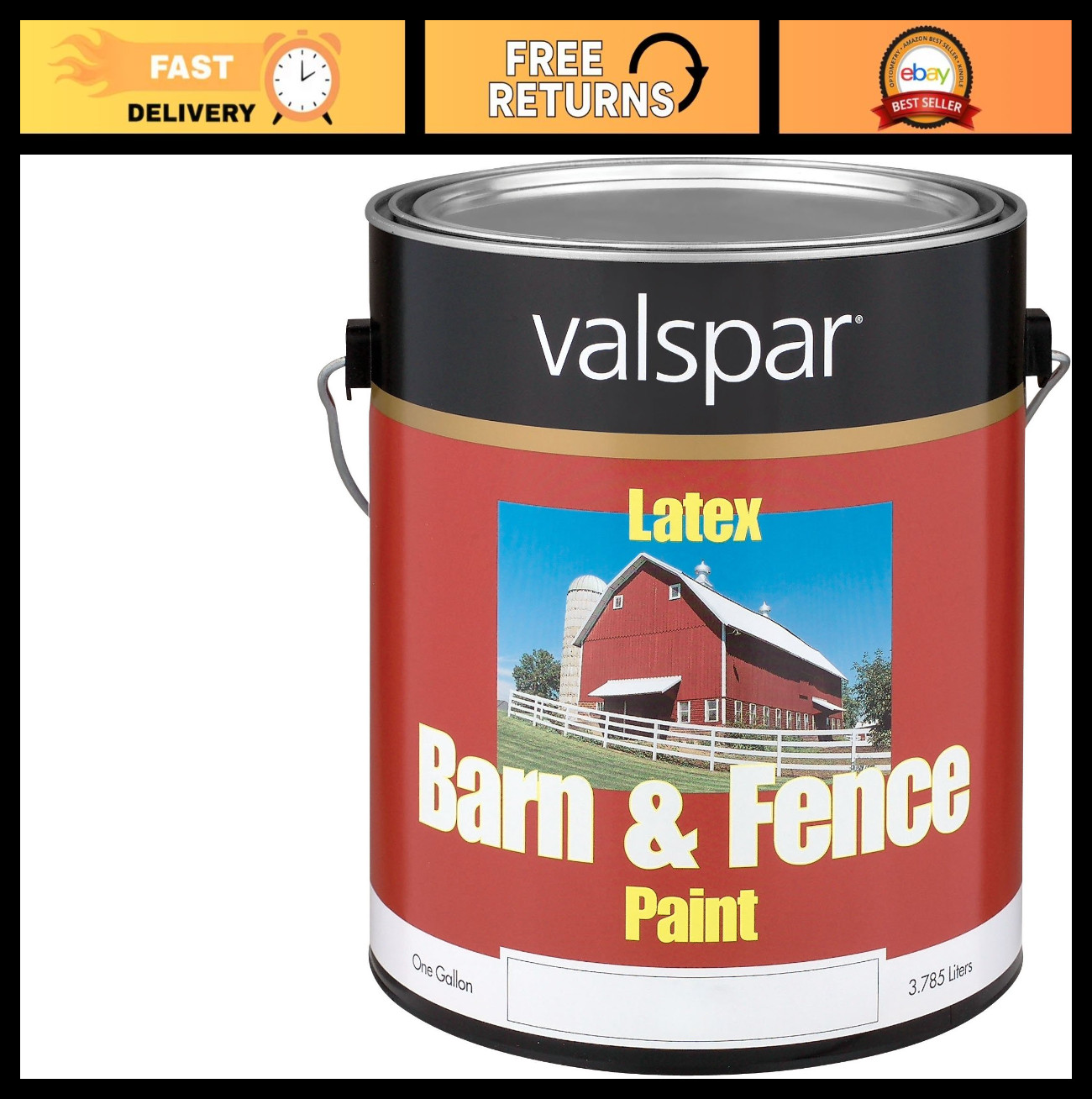 1 Gallon Red Barn & Fence Latex Paint – Durable Outdoor Coating, Weather-Resista
