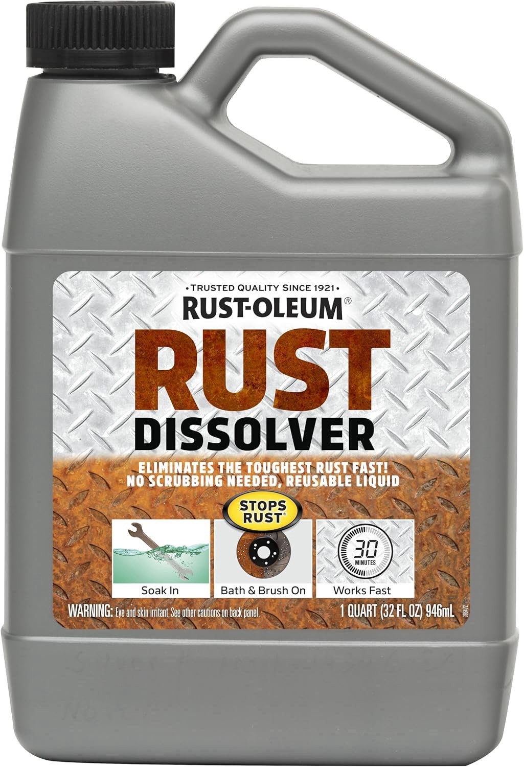 Rust-Oleum Rust Dissolver Rust Remover Liquid, Fast No Scrub, 1 qt 32 fl oz