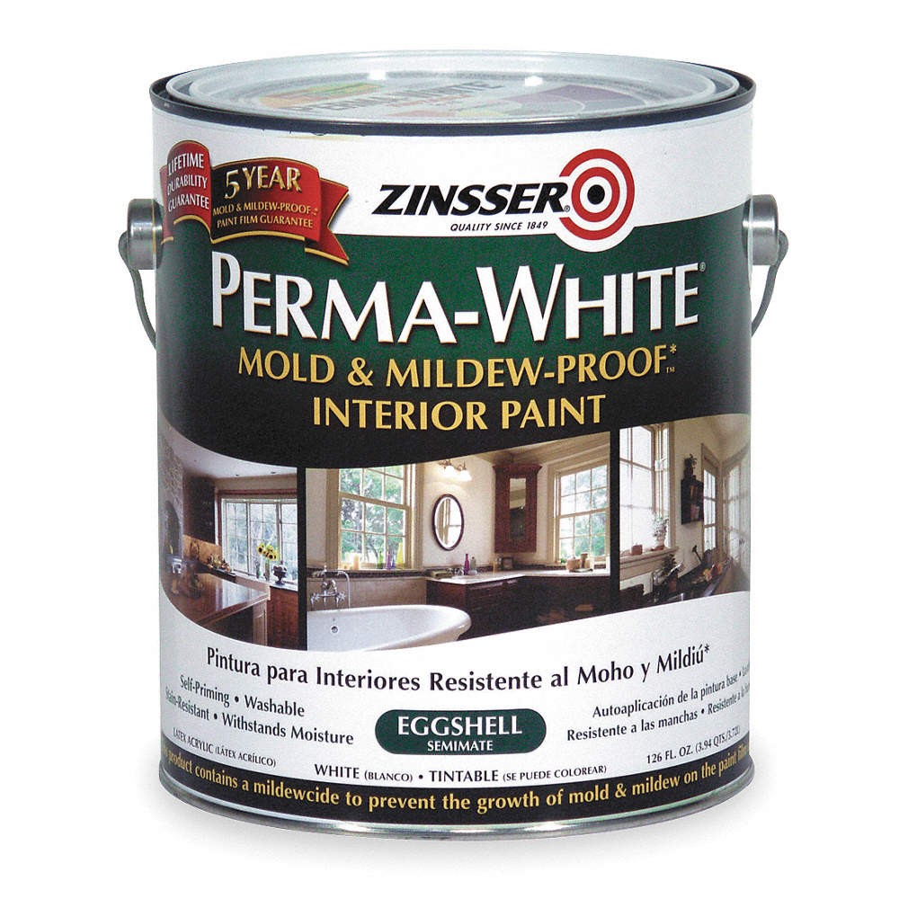ZINSSER 2771 Latex Acryl InteriorWhite,Eggshell,1gal 4HFE3